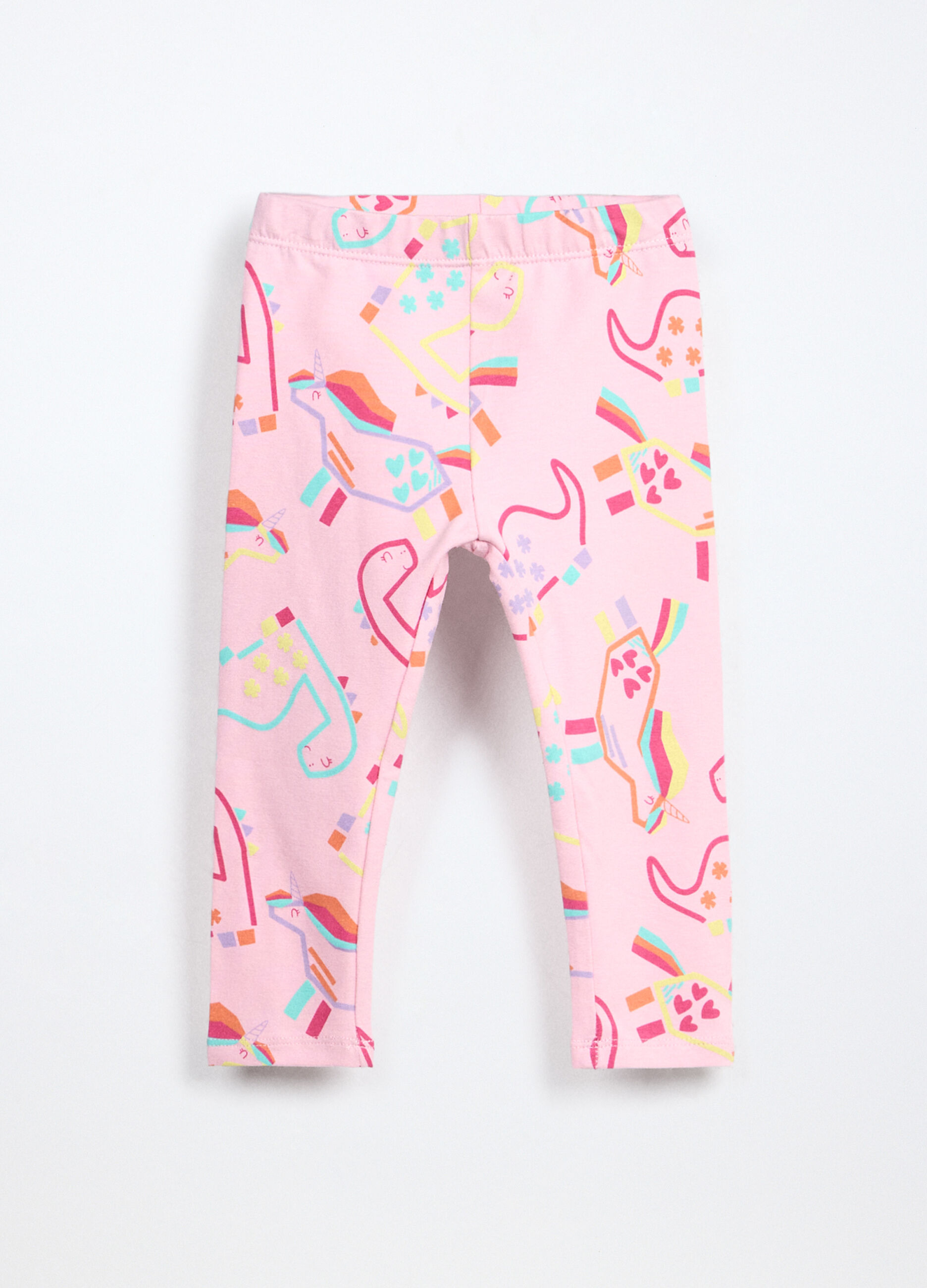 Leggings in jersey di cotone stretch neonata_0