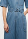 Tuta in denim con maniche corte e cintura donna_3