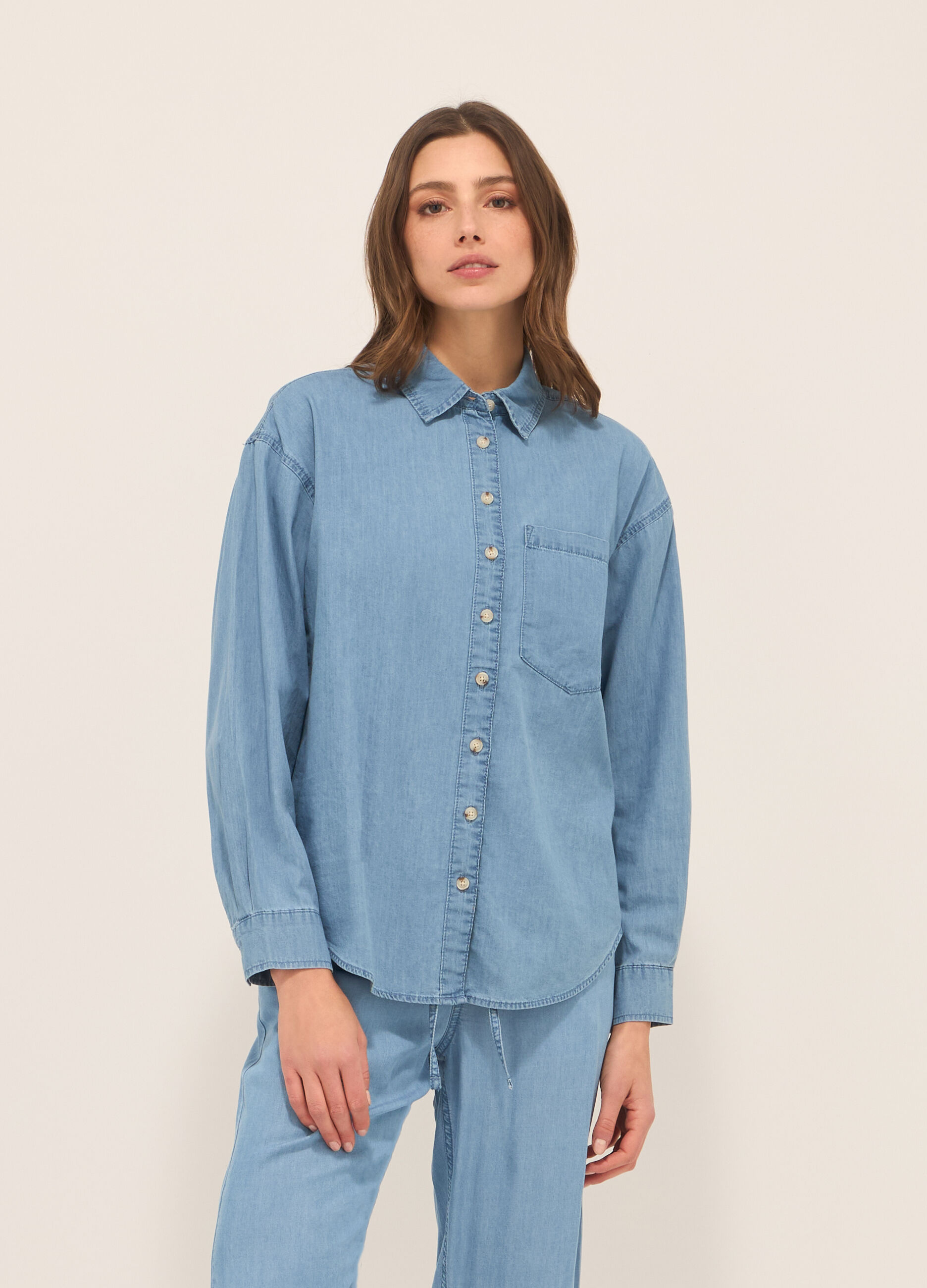 Camicia in popeline di puro cotone donna_0