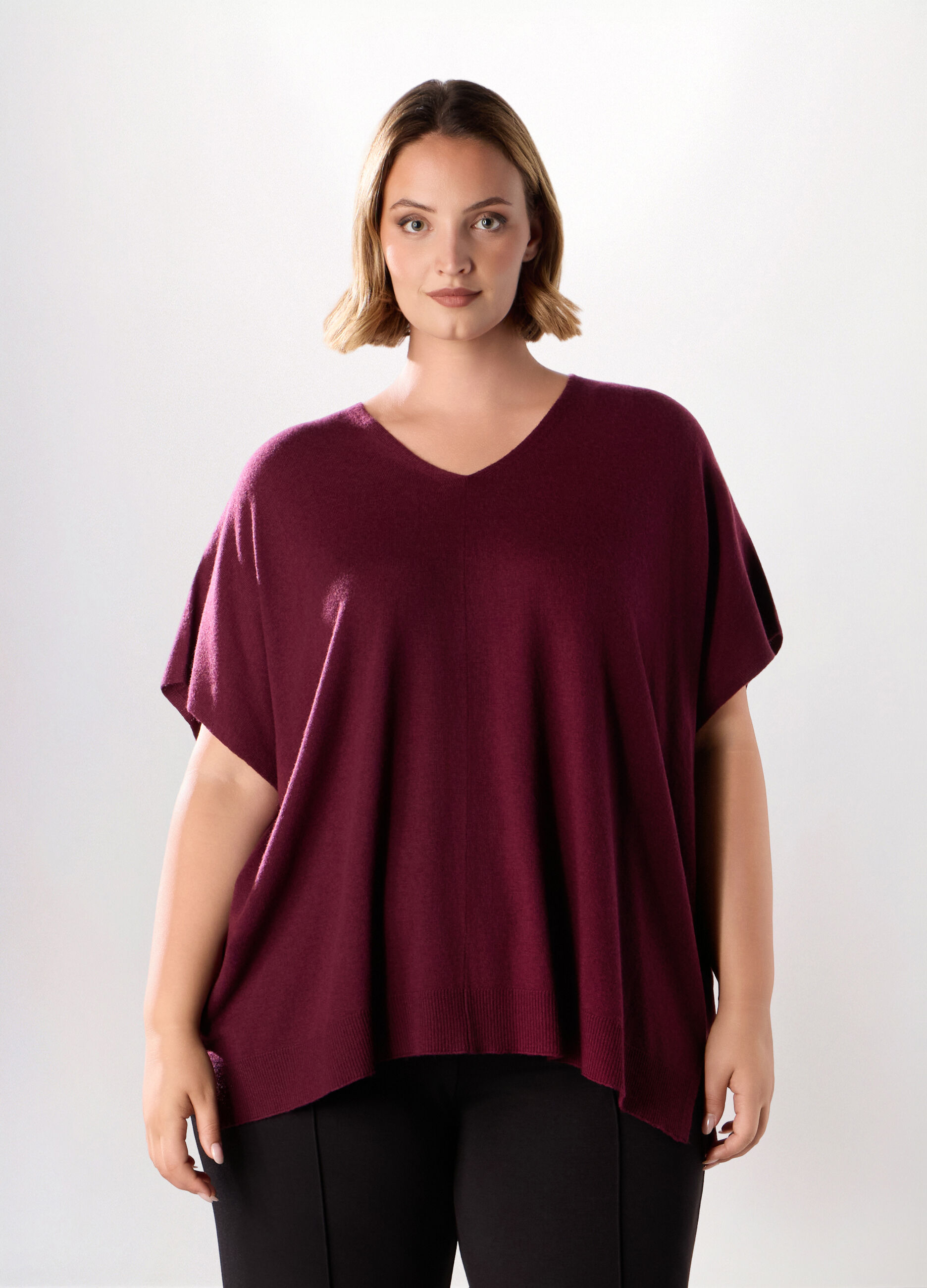 Maglia poncho in misto lana donna curvy_0