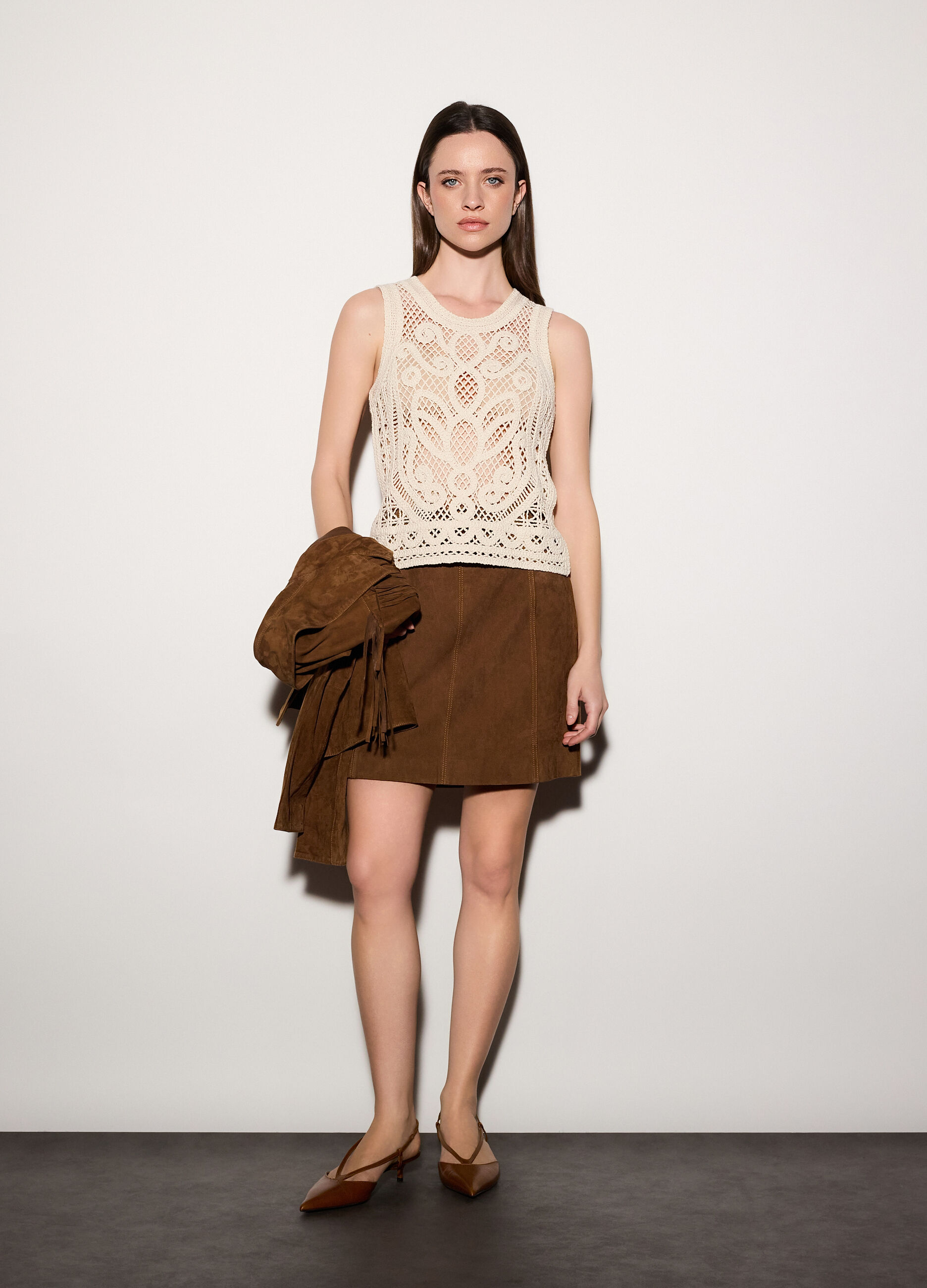 Top girocollo crochet donna_0