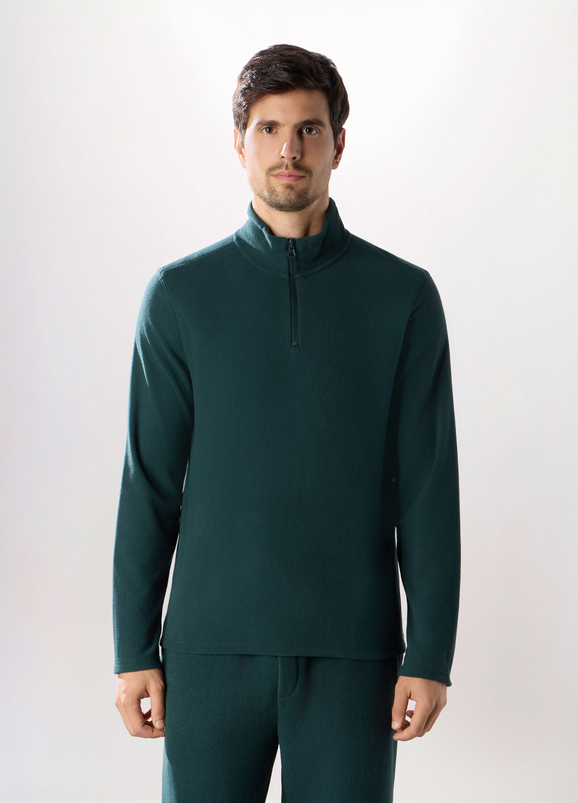 Lupetto con zip in pile uomo_0