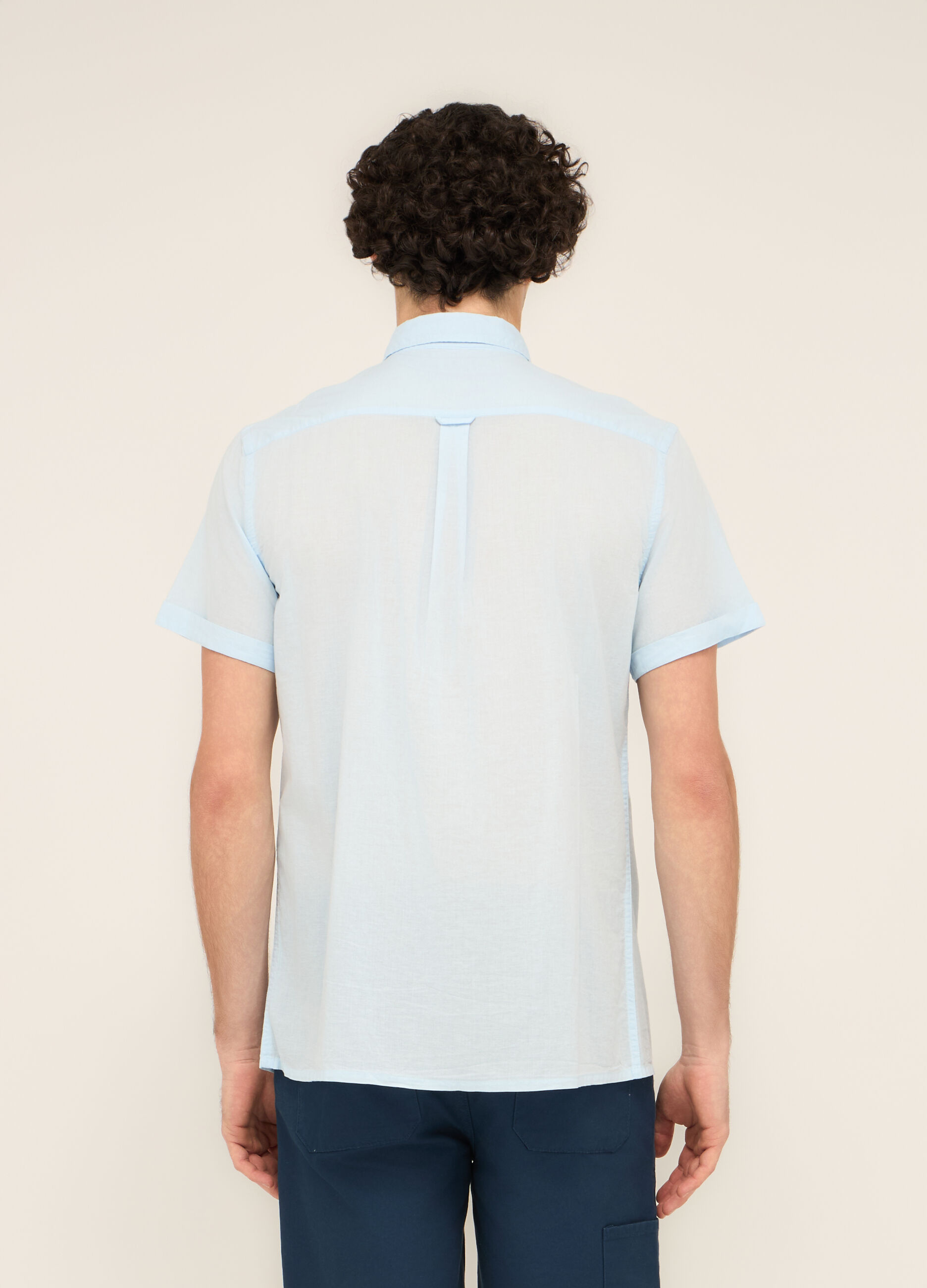 Camicia a maniche corte con taschino uomo_1
