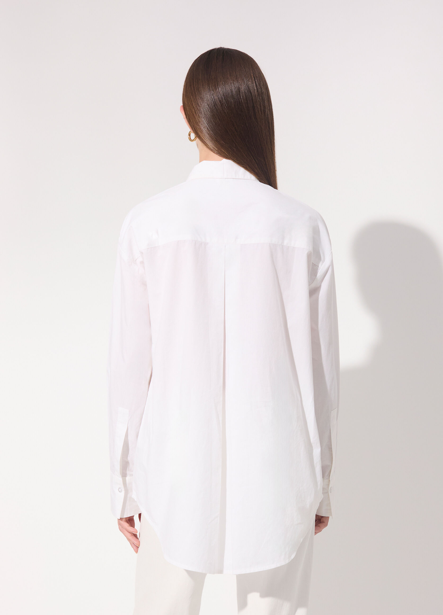 Camicia in popeline di puro cotone a maniche lunghe donna_2
