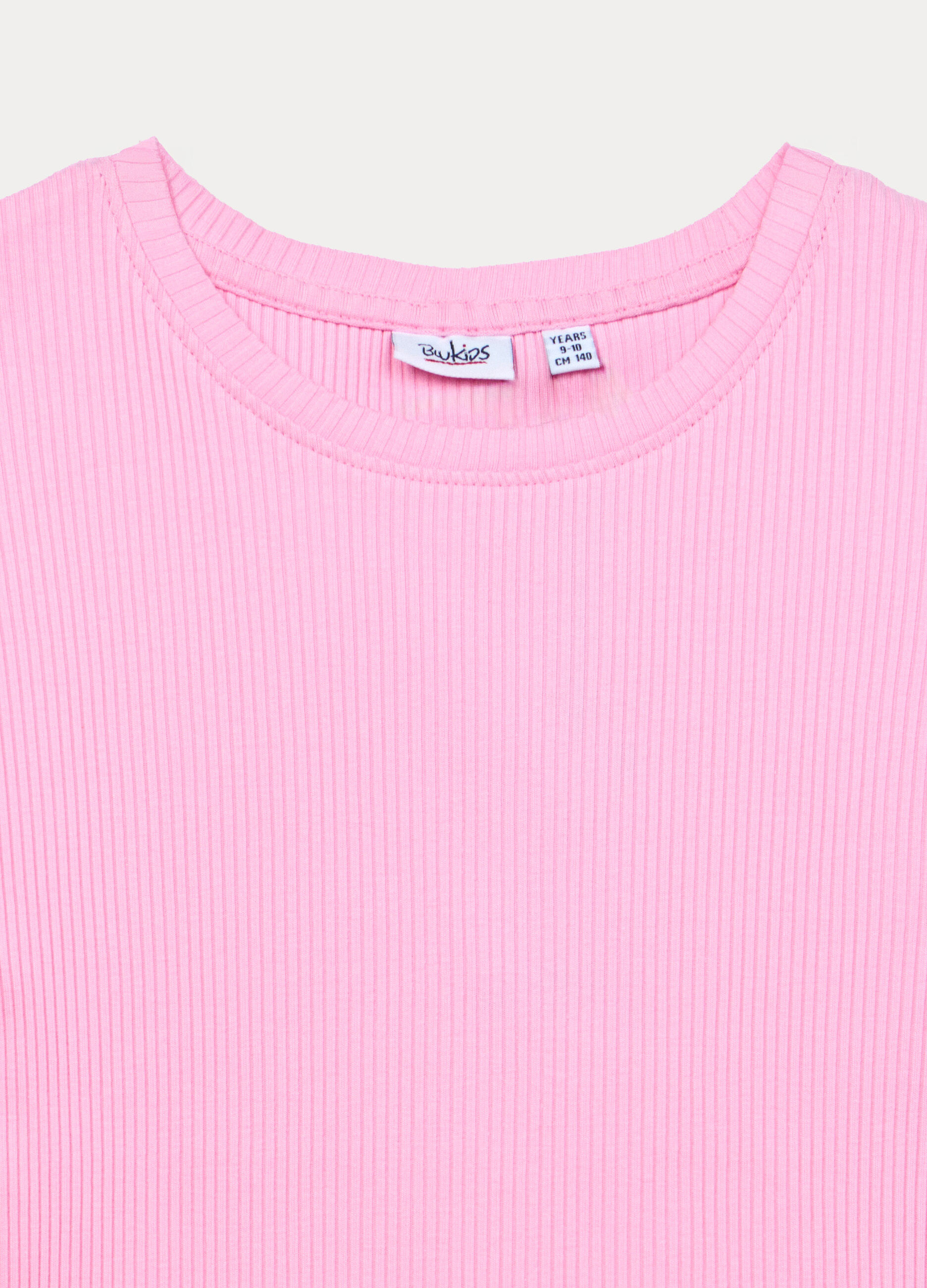 T-shirt fitted in costina di cotone stretch ragazza_2