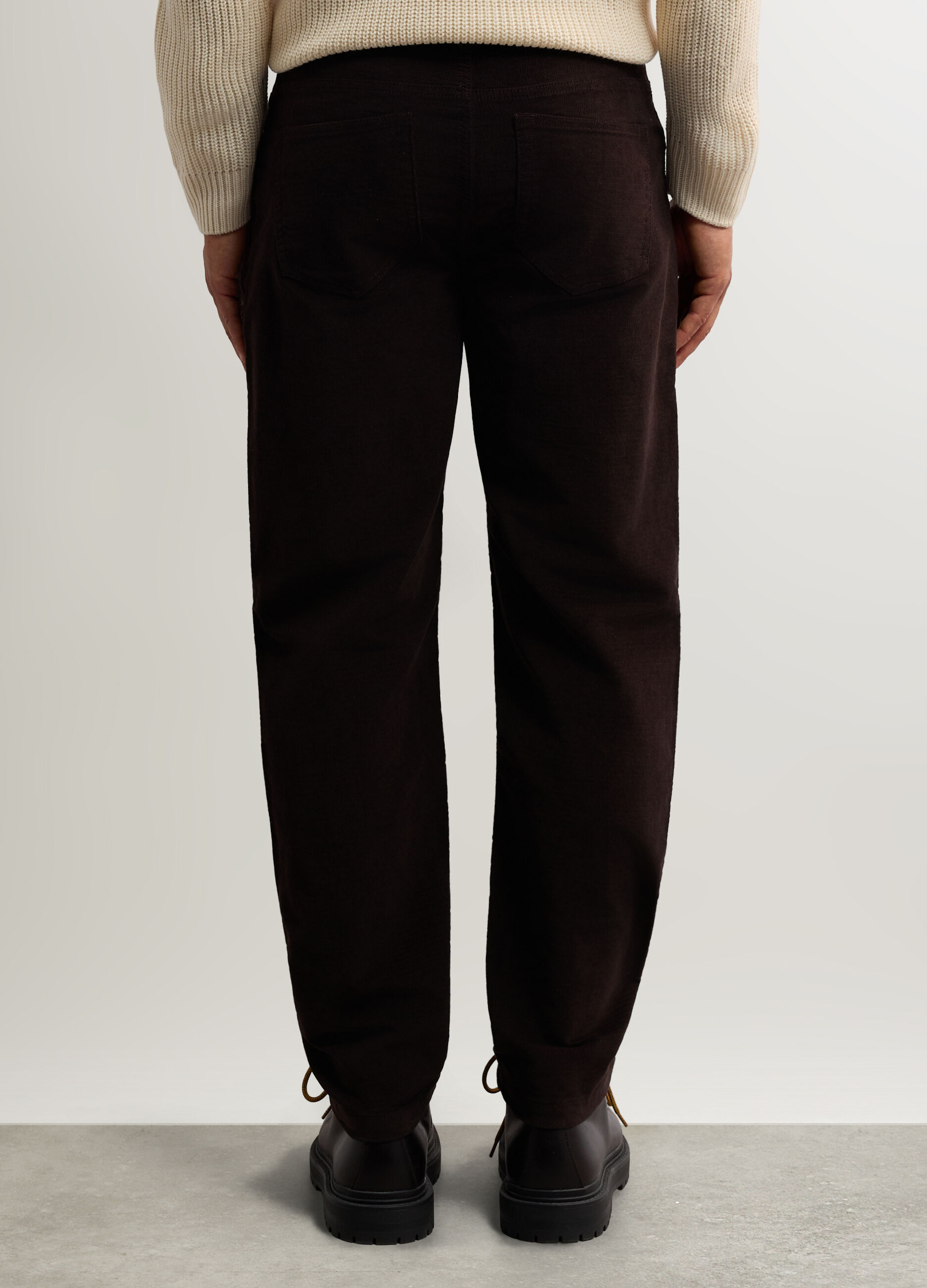 Pantalone cinque tasche in velluto di cotone stretch uomo_2