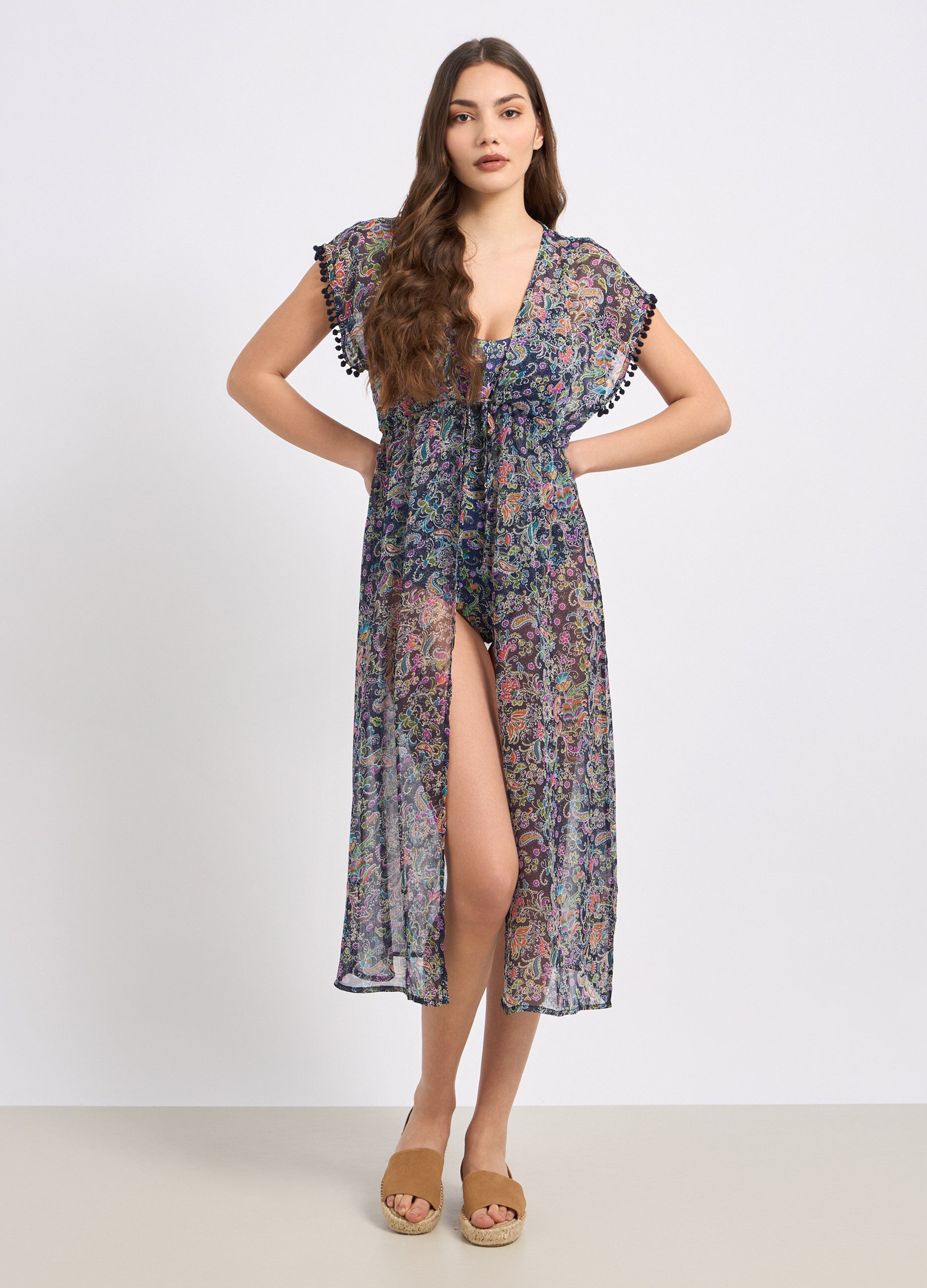 Abito copricostume lungo in chiffon donna_0