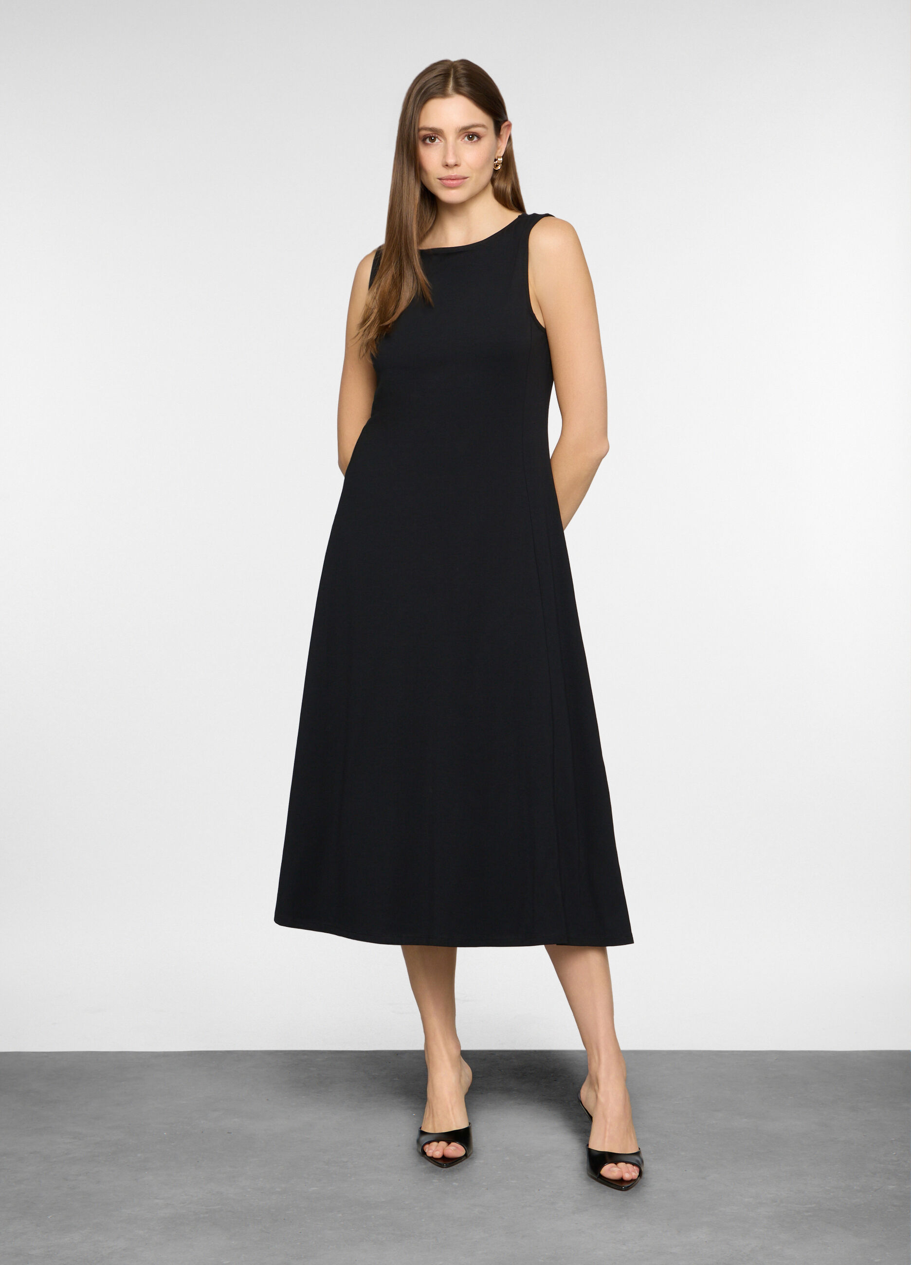 Abito lungo girocollo in jersey stretch donna_0