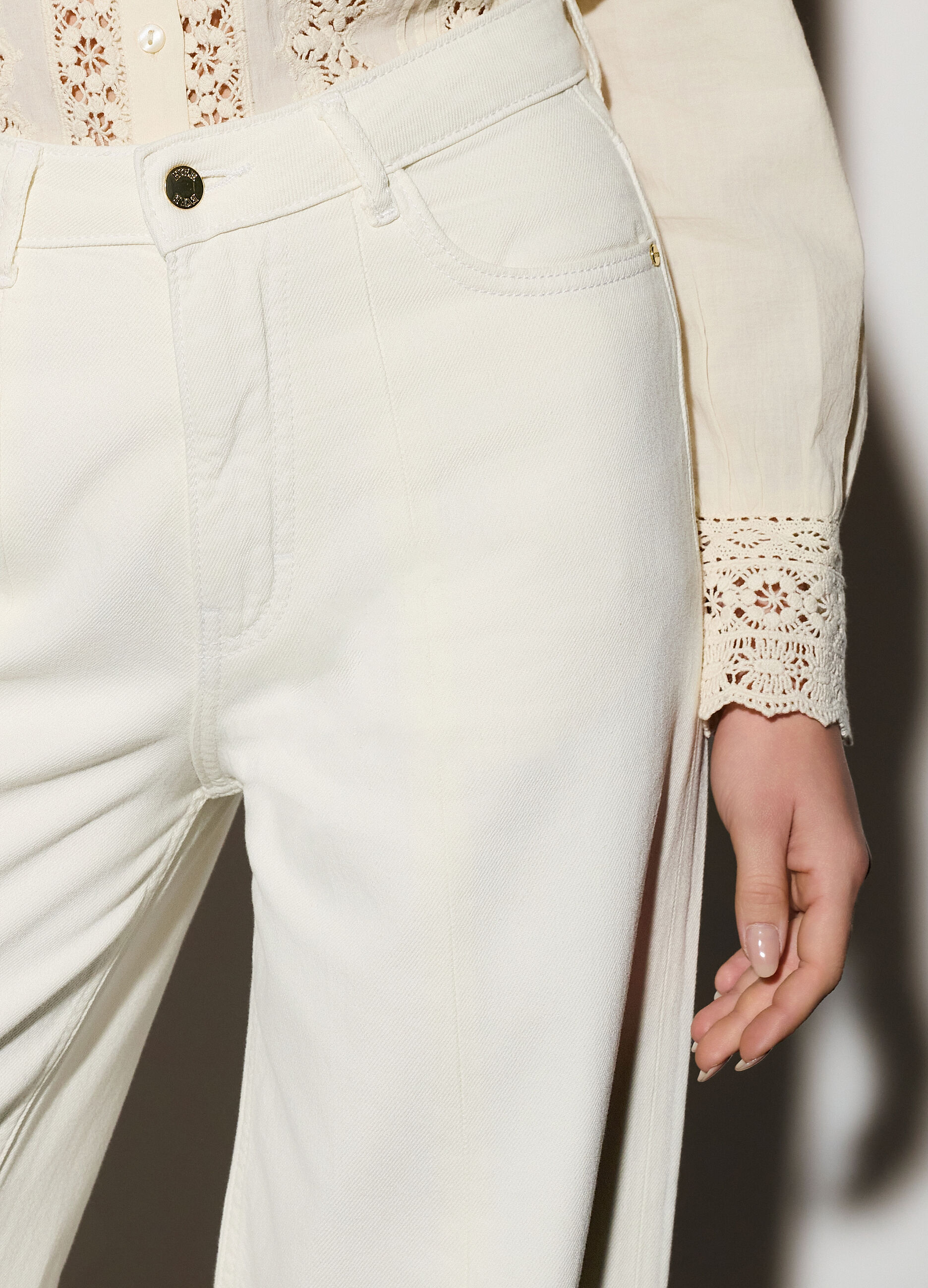 Pantaloni wide leg in denim donna_3