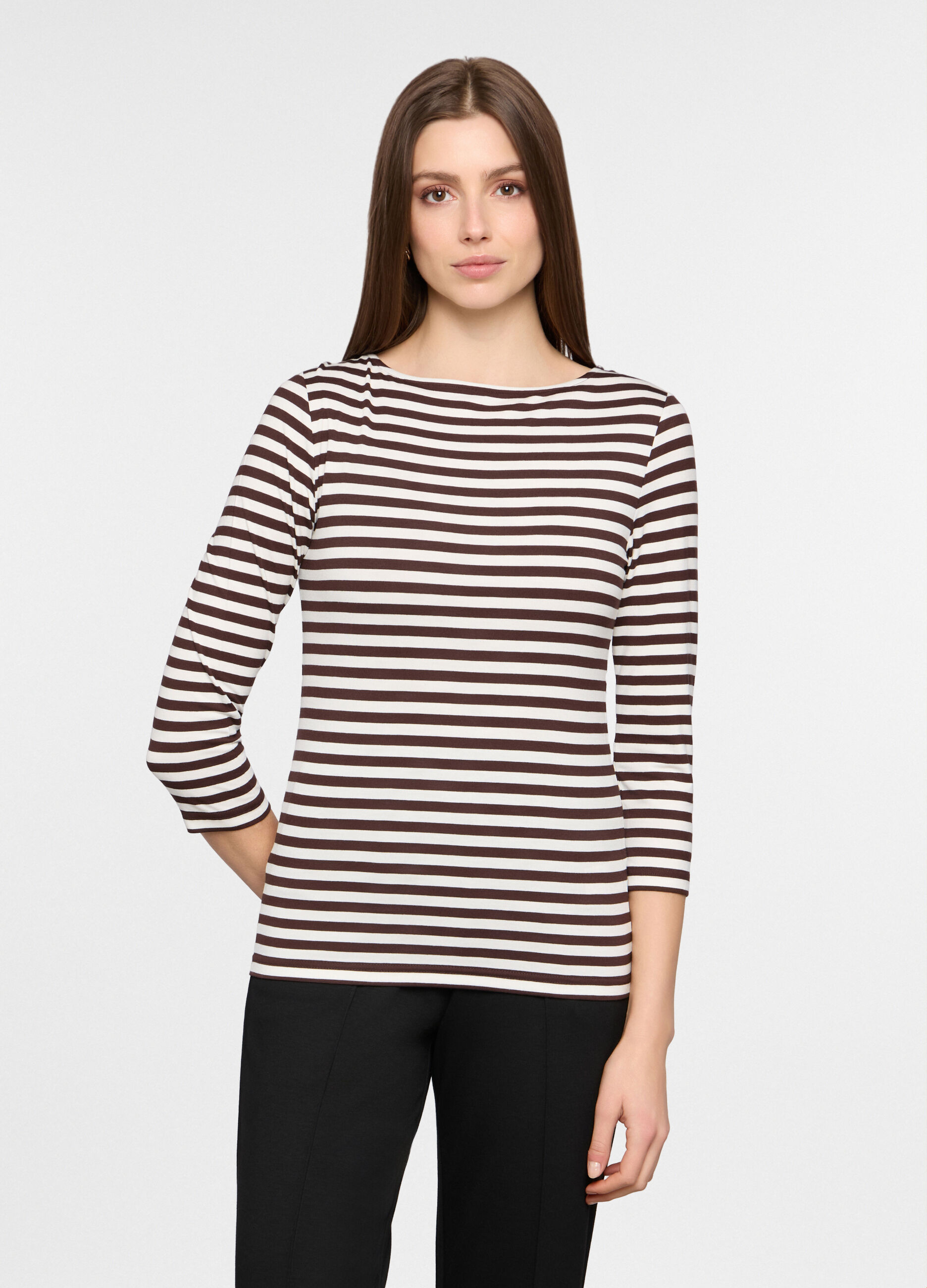 T-shirt girocollo in jersey stretch donna_0