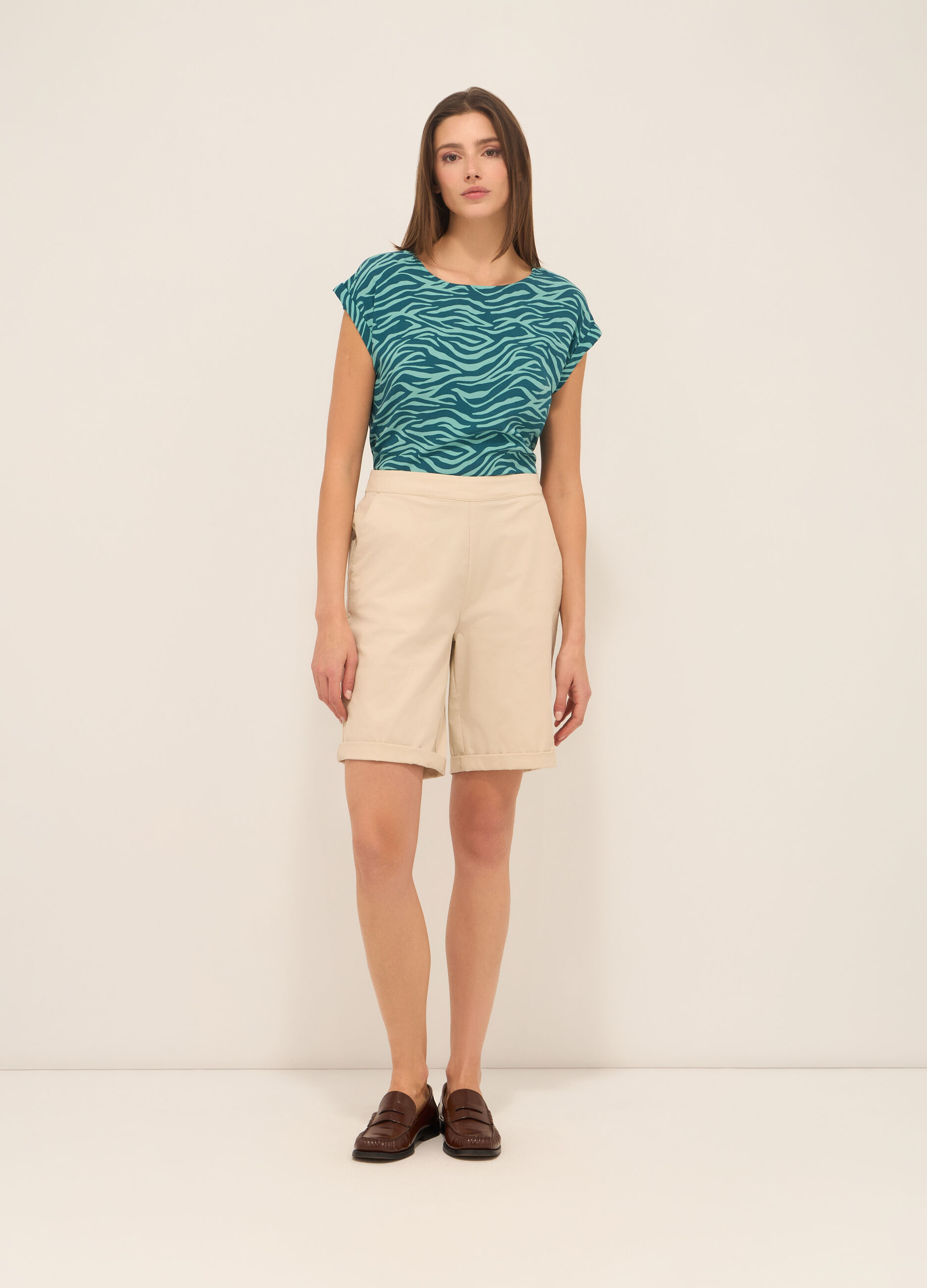 Shorts in twill di cotone stretch donna_0
