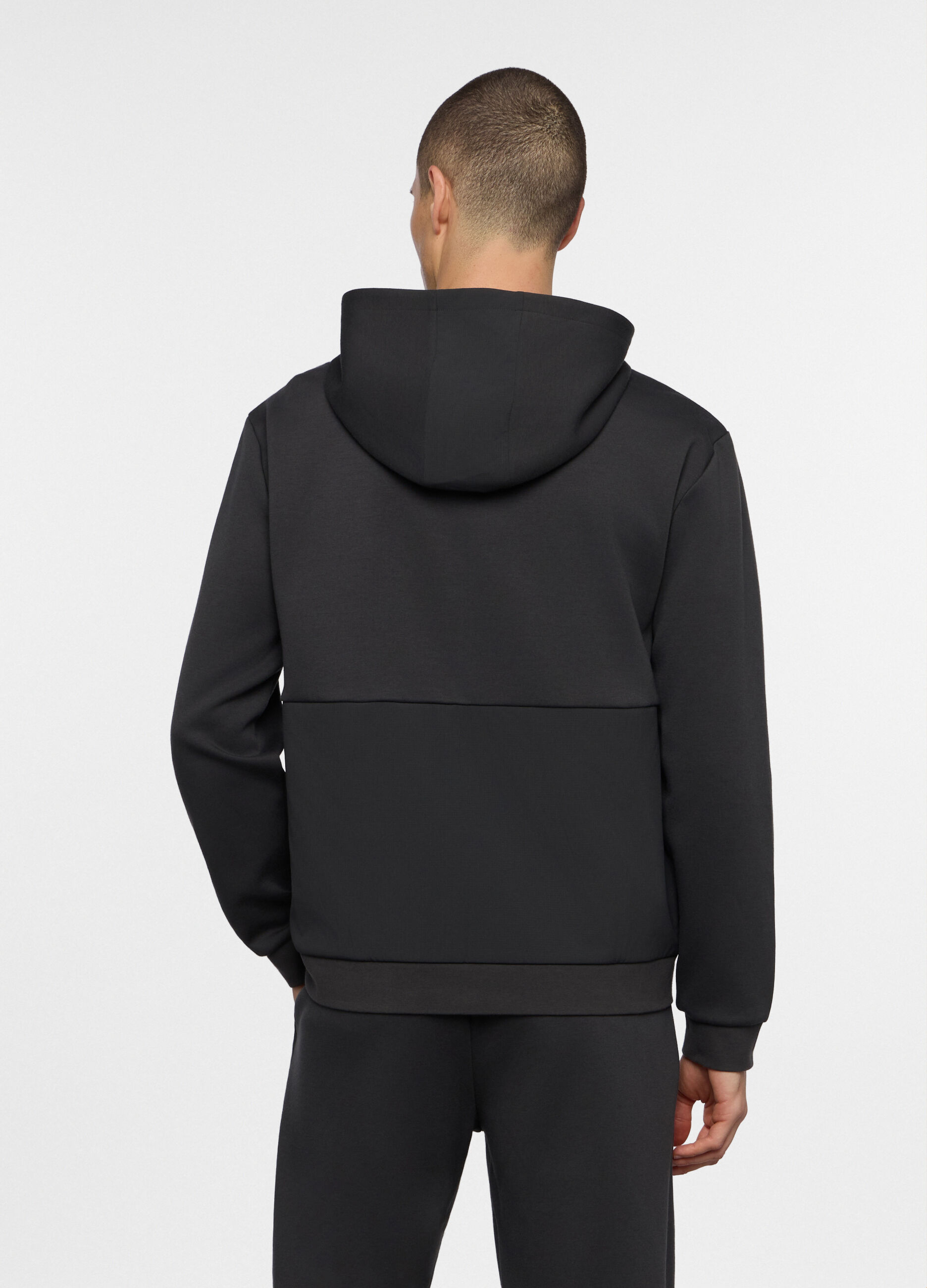 Felpa con cappuccio in interlock misto cotone uomo_1