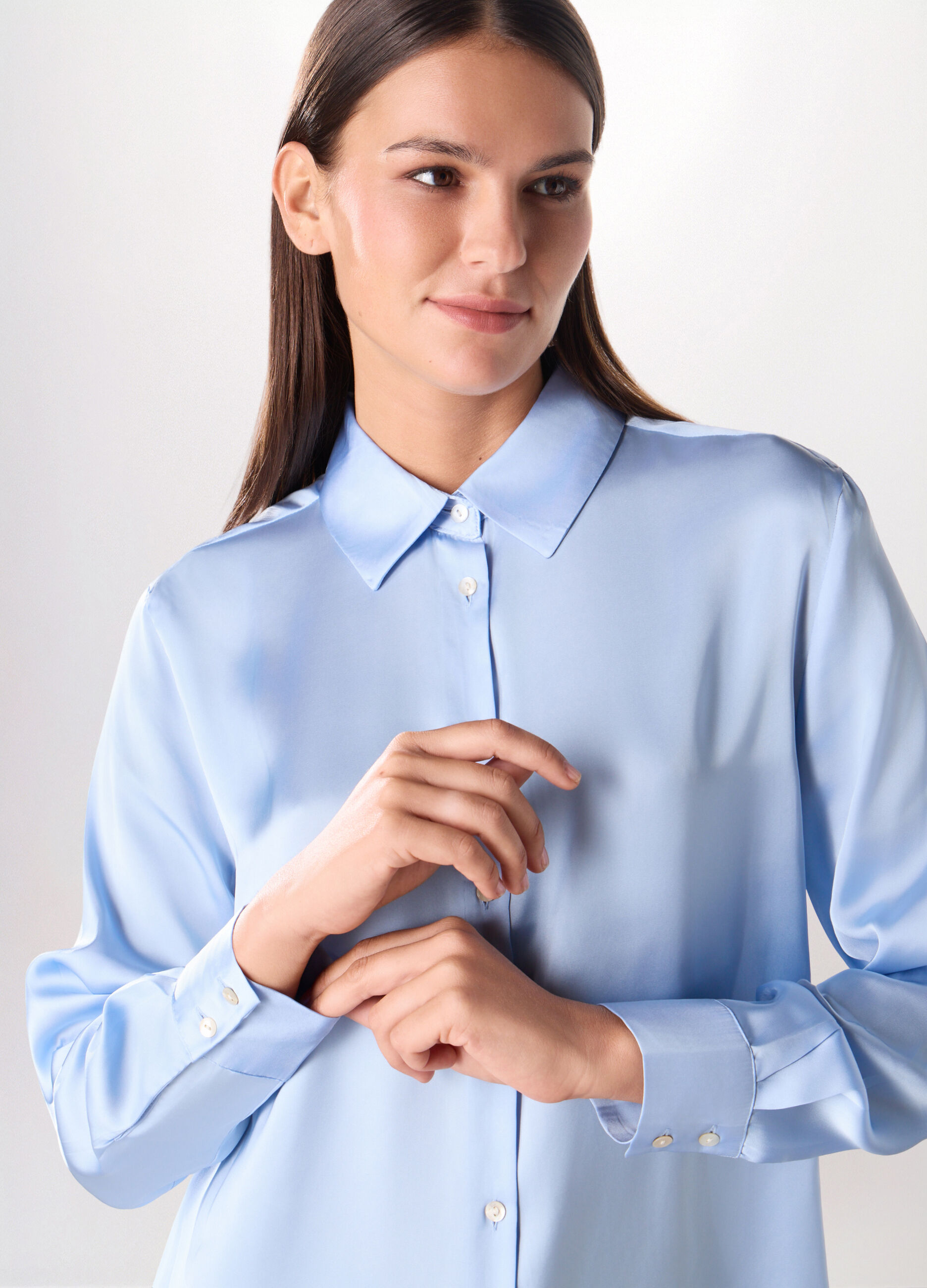 Camicia in raso a maniche lunghe donna_2