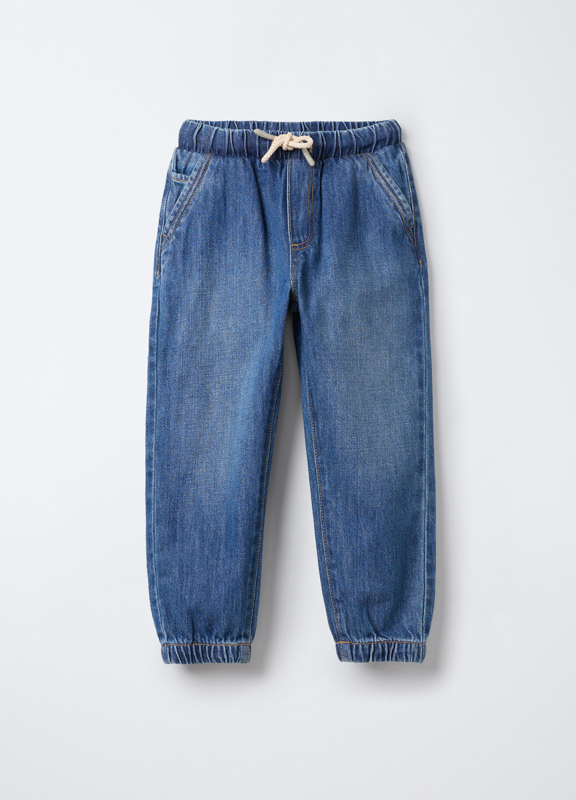 Jogger in denim di cotone misto viscosa Relaxed Fit bambino_0