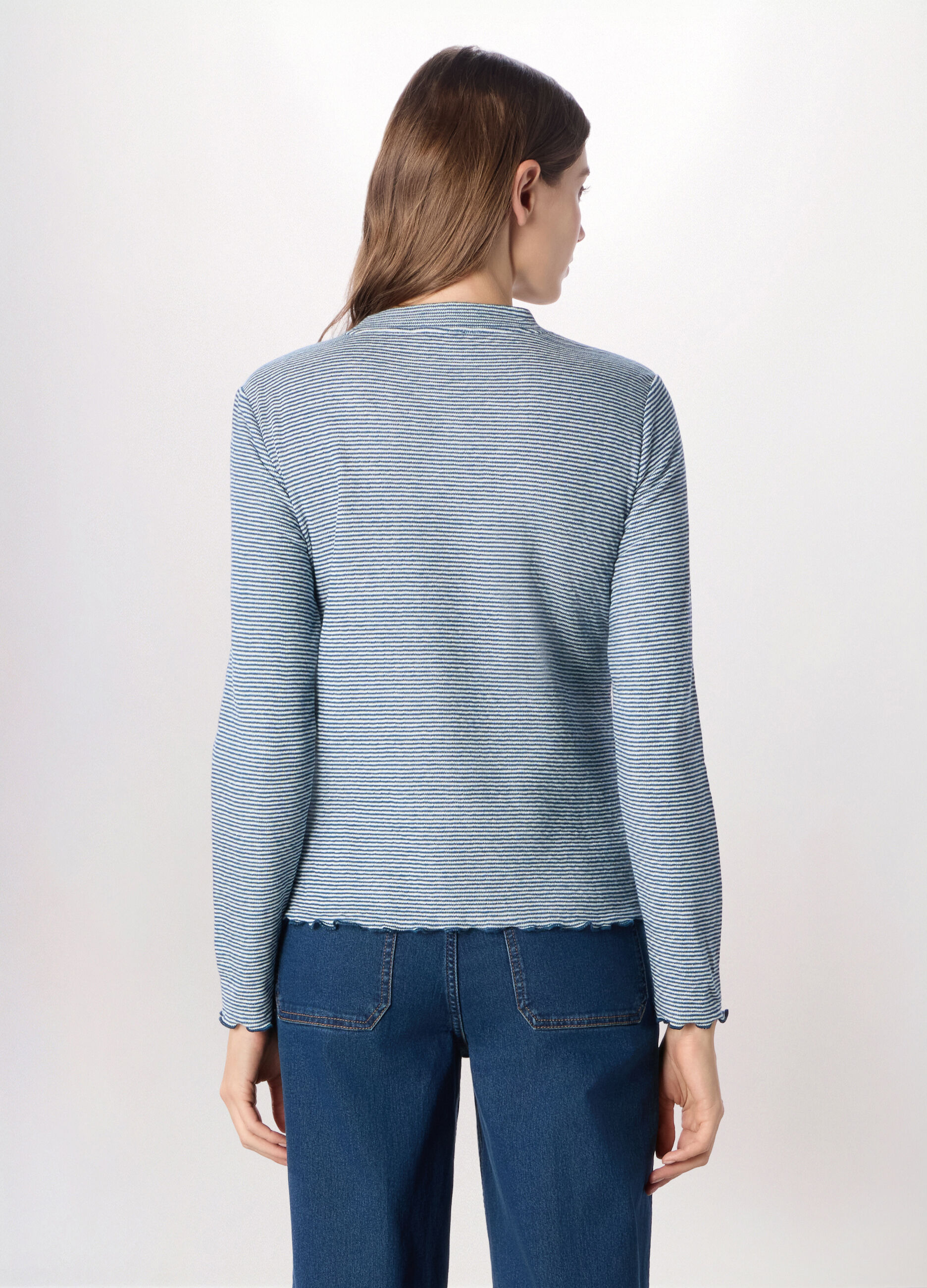 T-shirt in costina di puro cotone donna_1