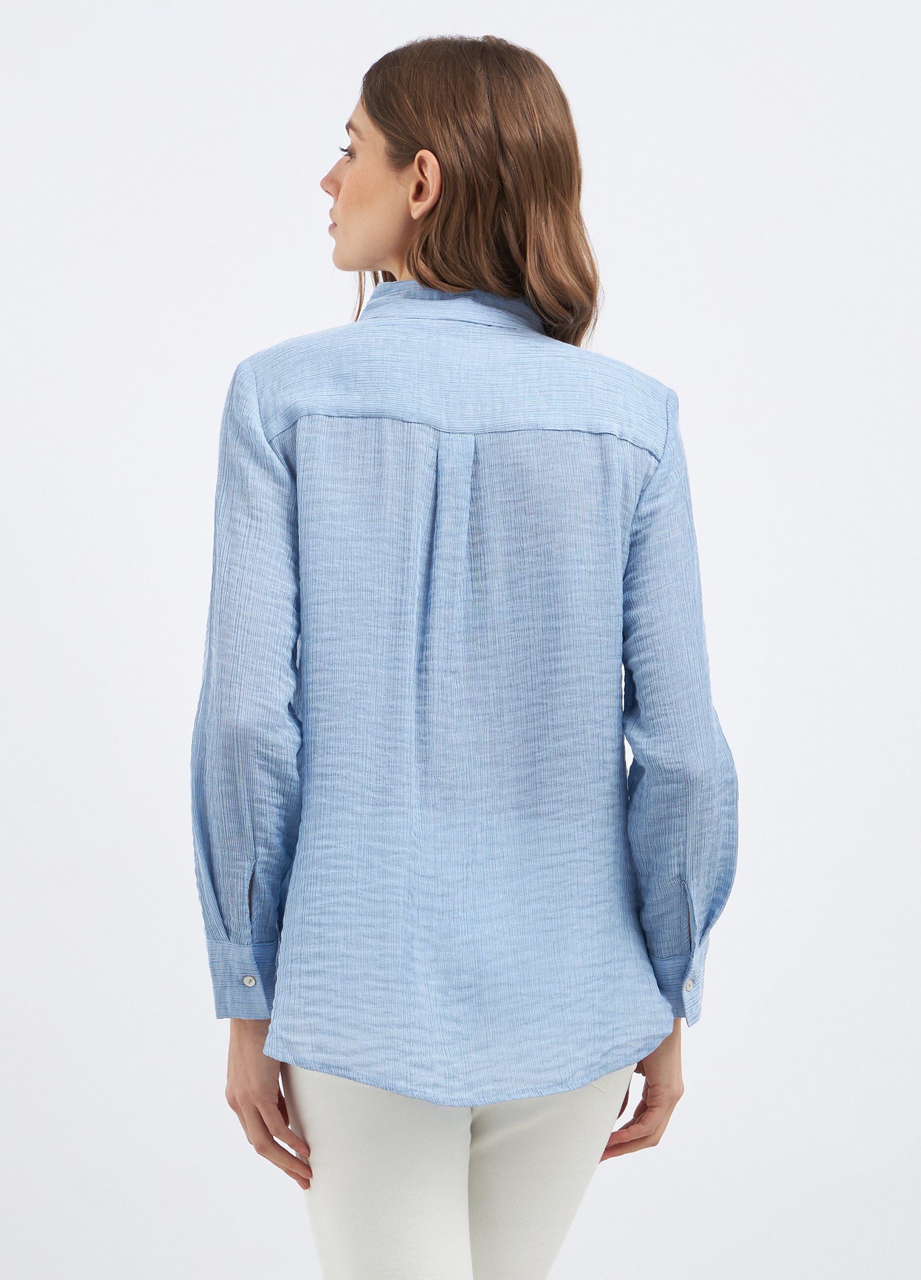 Camicia in misto viscosa a righe donna_1
