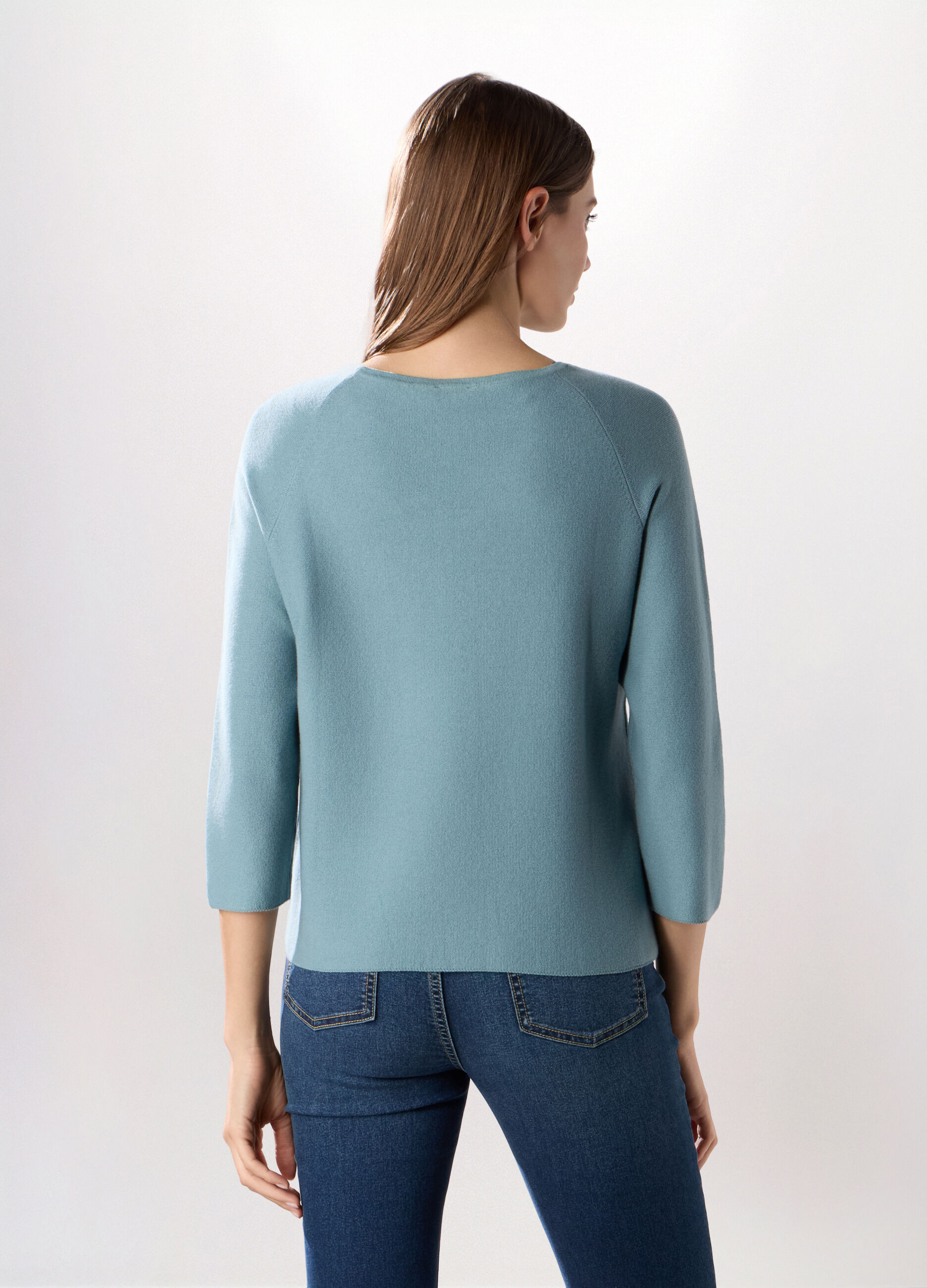 Pullover con manica a 3/4 in misto cotone donna_1