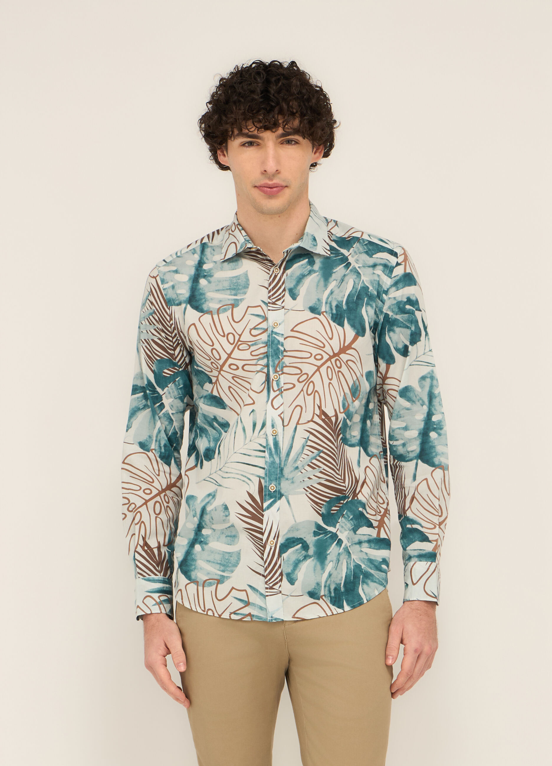 Camicia regular fit in cotone con stampa uomo_0