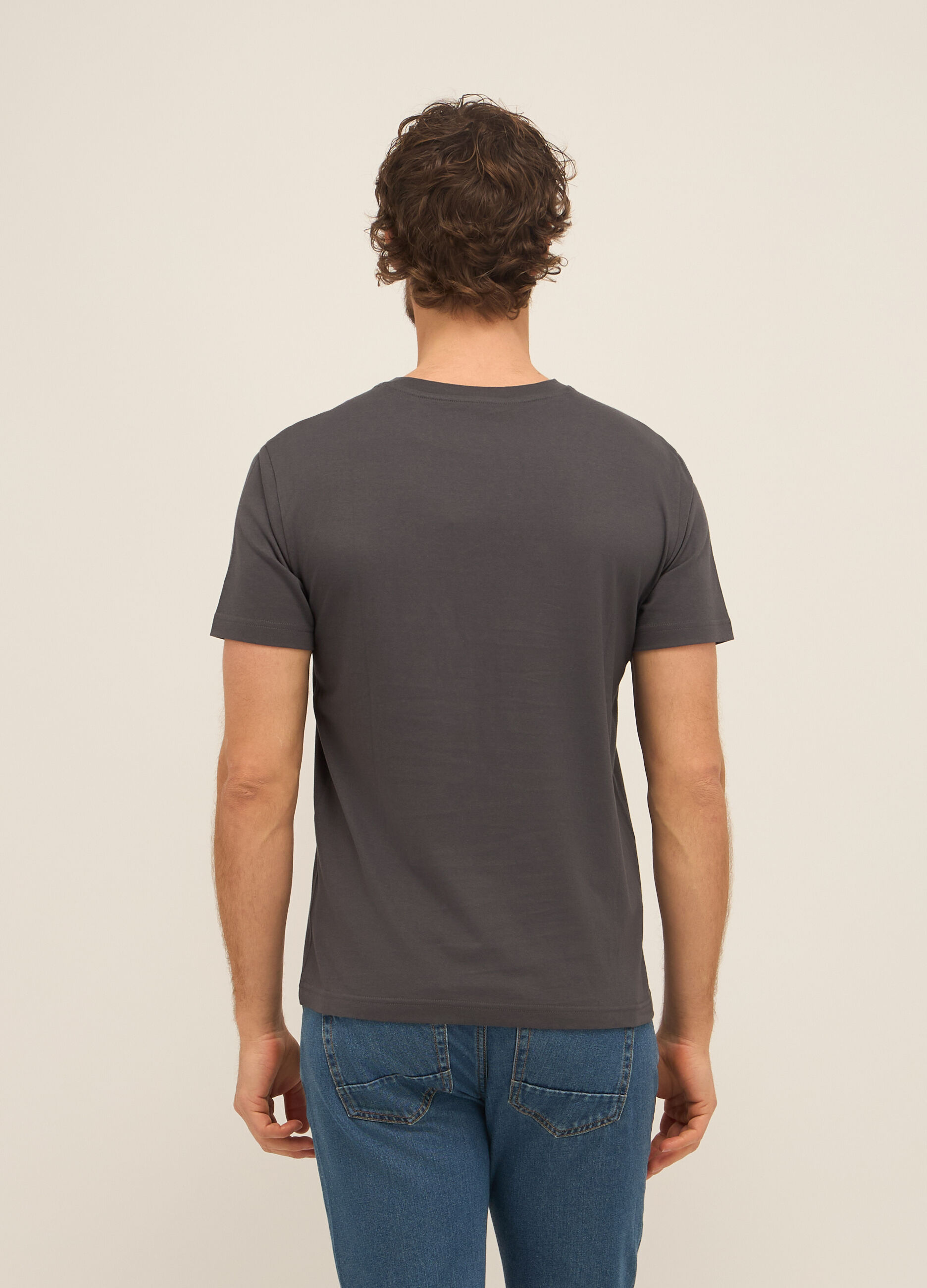 T-shirt girocollo in puro cotone con stampa uomo_1