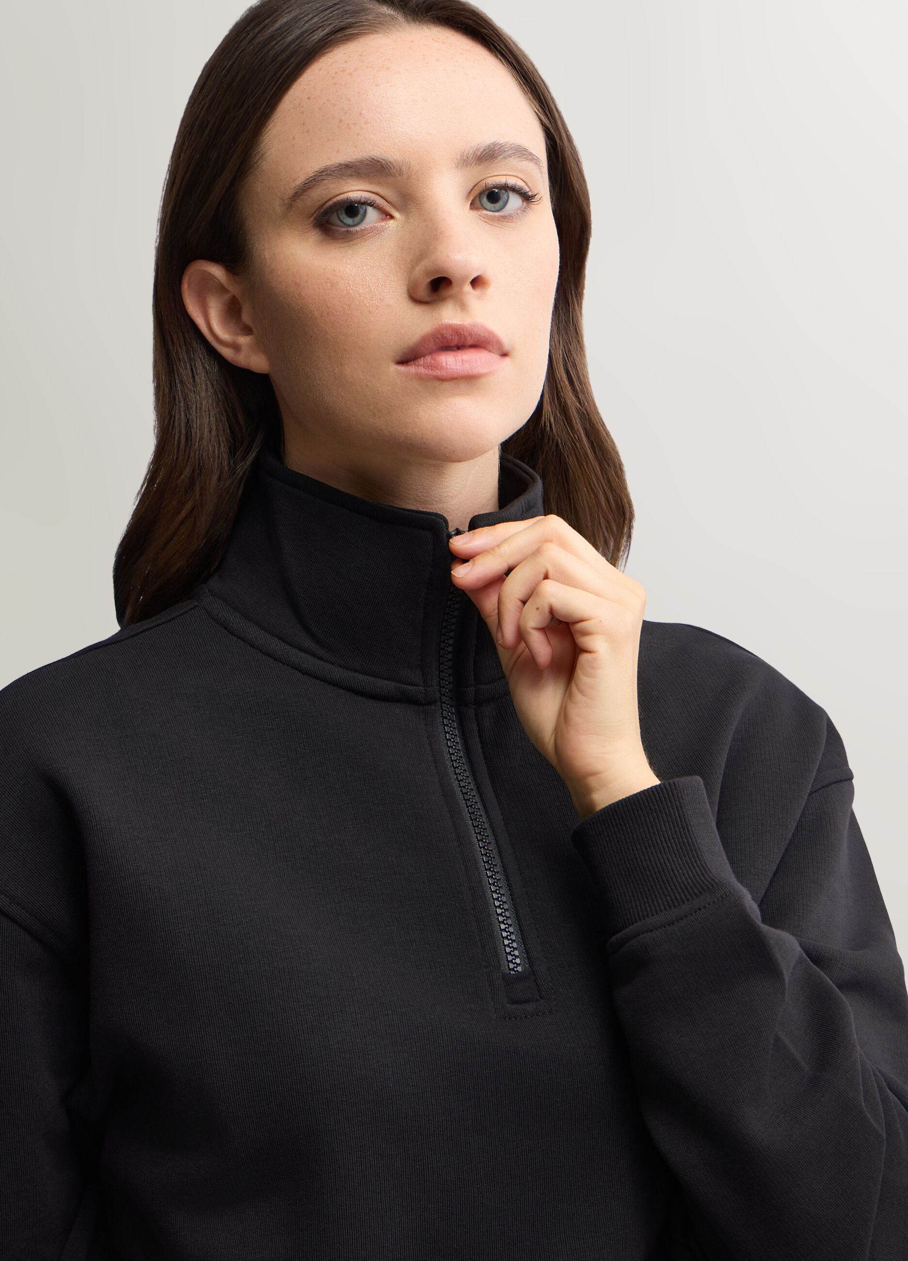 Felpa Relaxed Fit con chiusura parziale a zip donna_2
