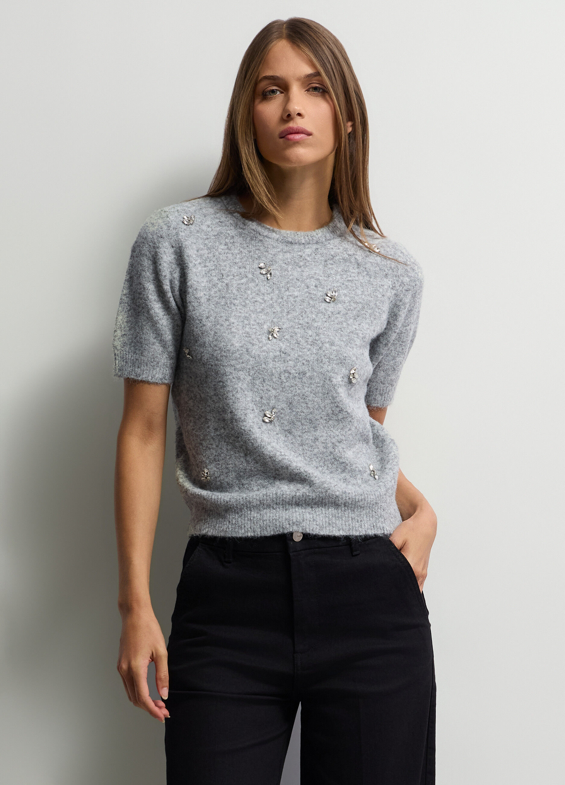 Maglia girocollo rasata donna_0