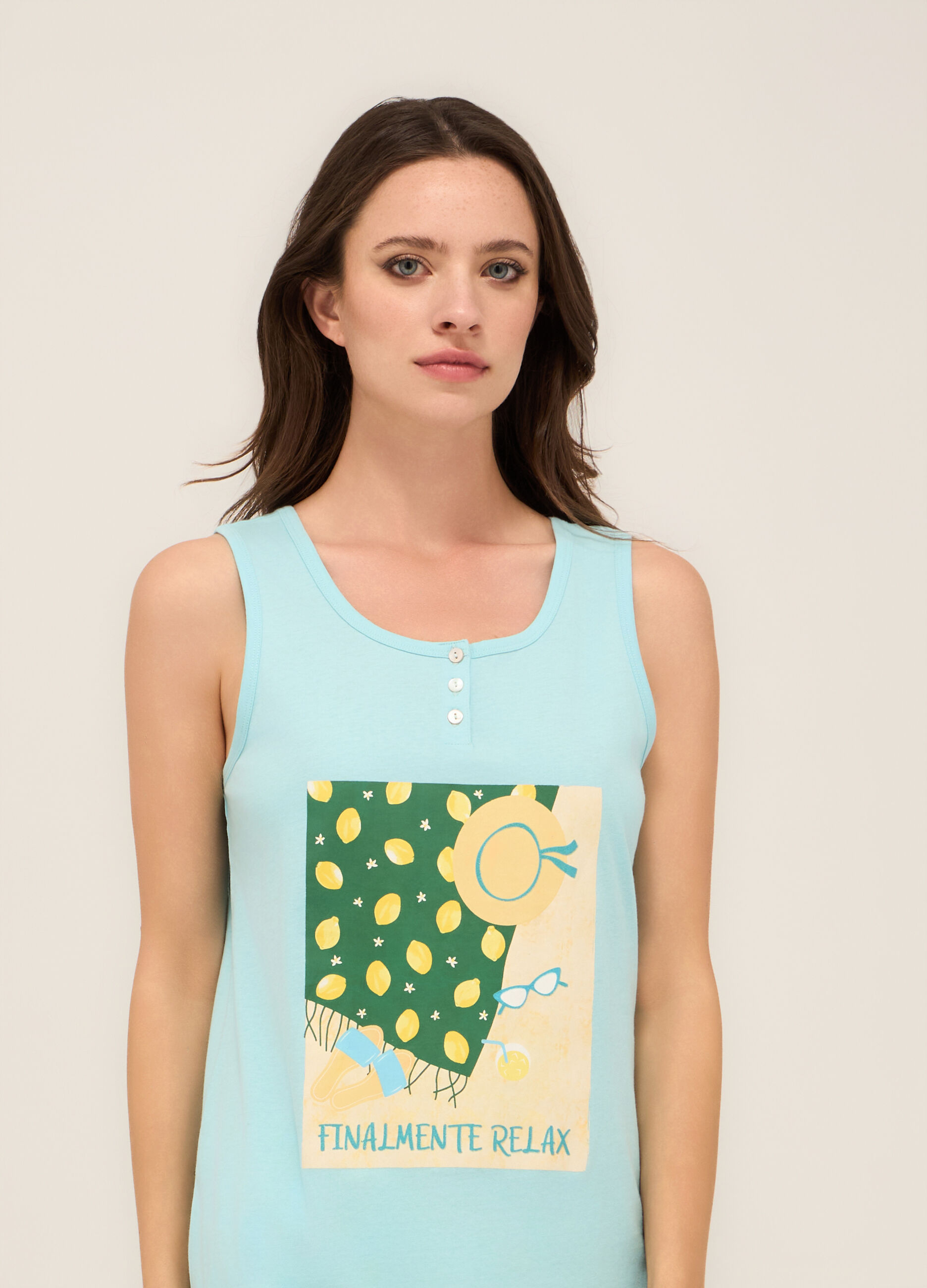 Set pigiama corto in jersey di puro cotone donna_2