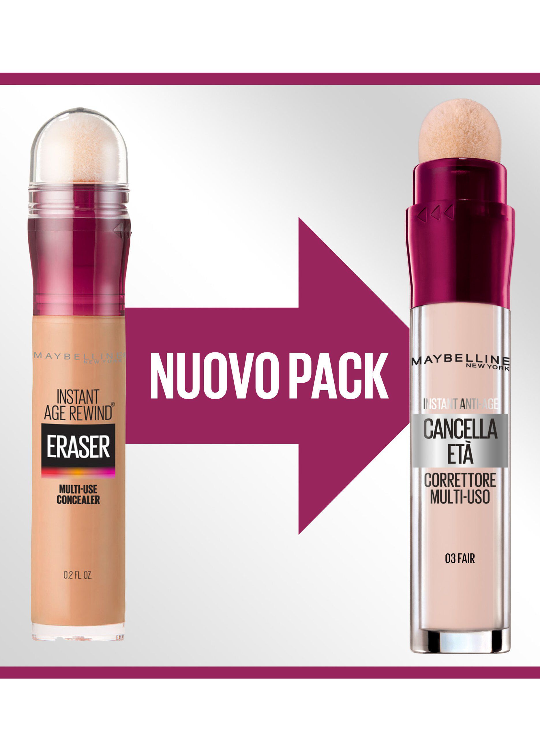 Maybelline New York Correttore Liquido Il Cancella Età, con Bacche di Goji e Haloxyl, Copre Occhiaie e Piccole Rughe, 03 Fair, 6.8 ml.