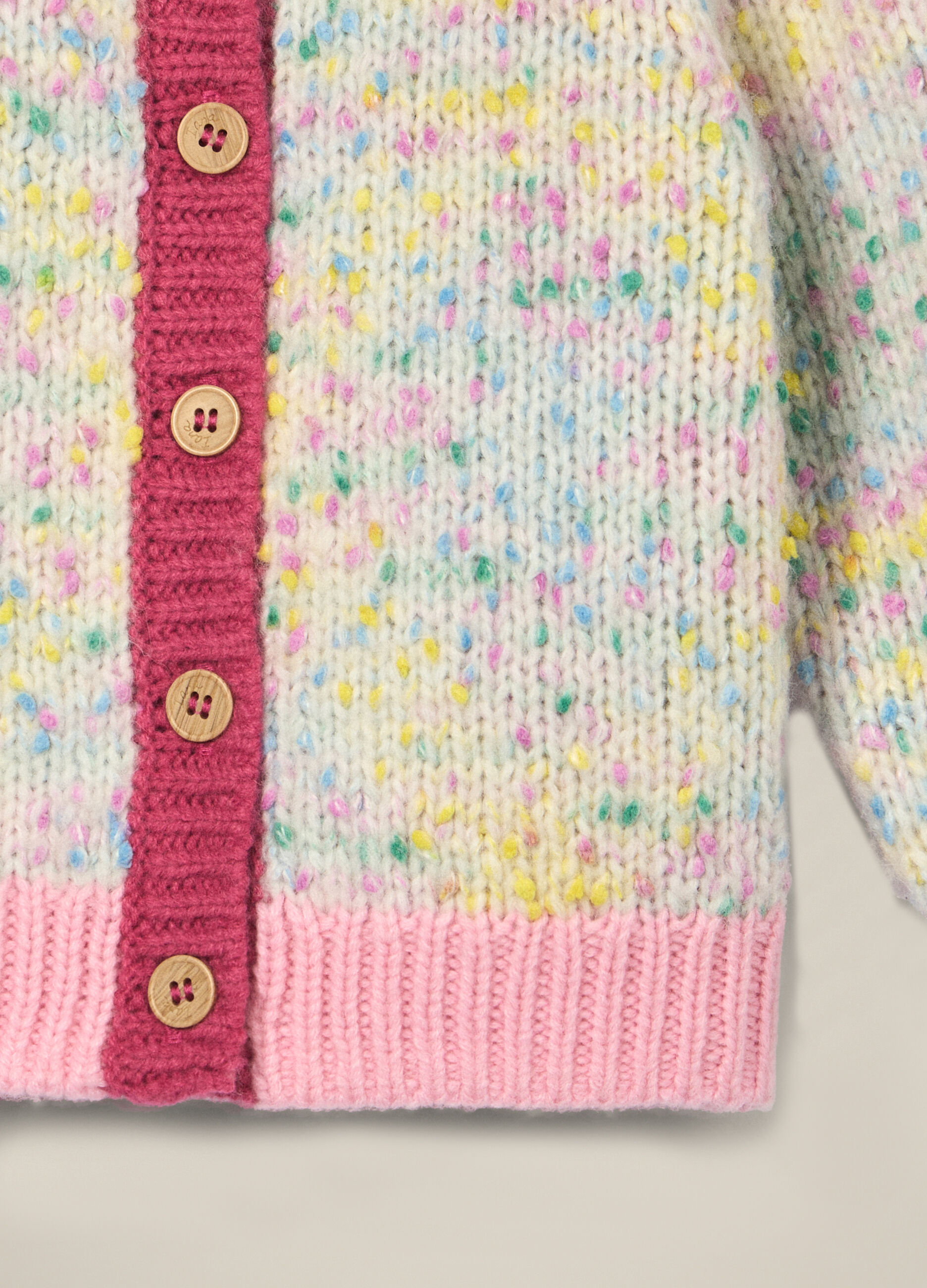 Cardigan multicolor per bambina in misto lana_3