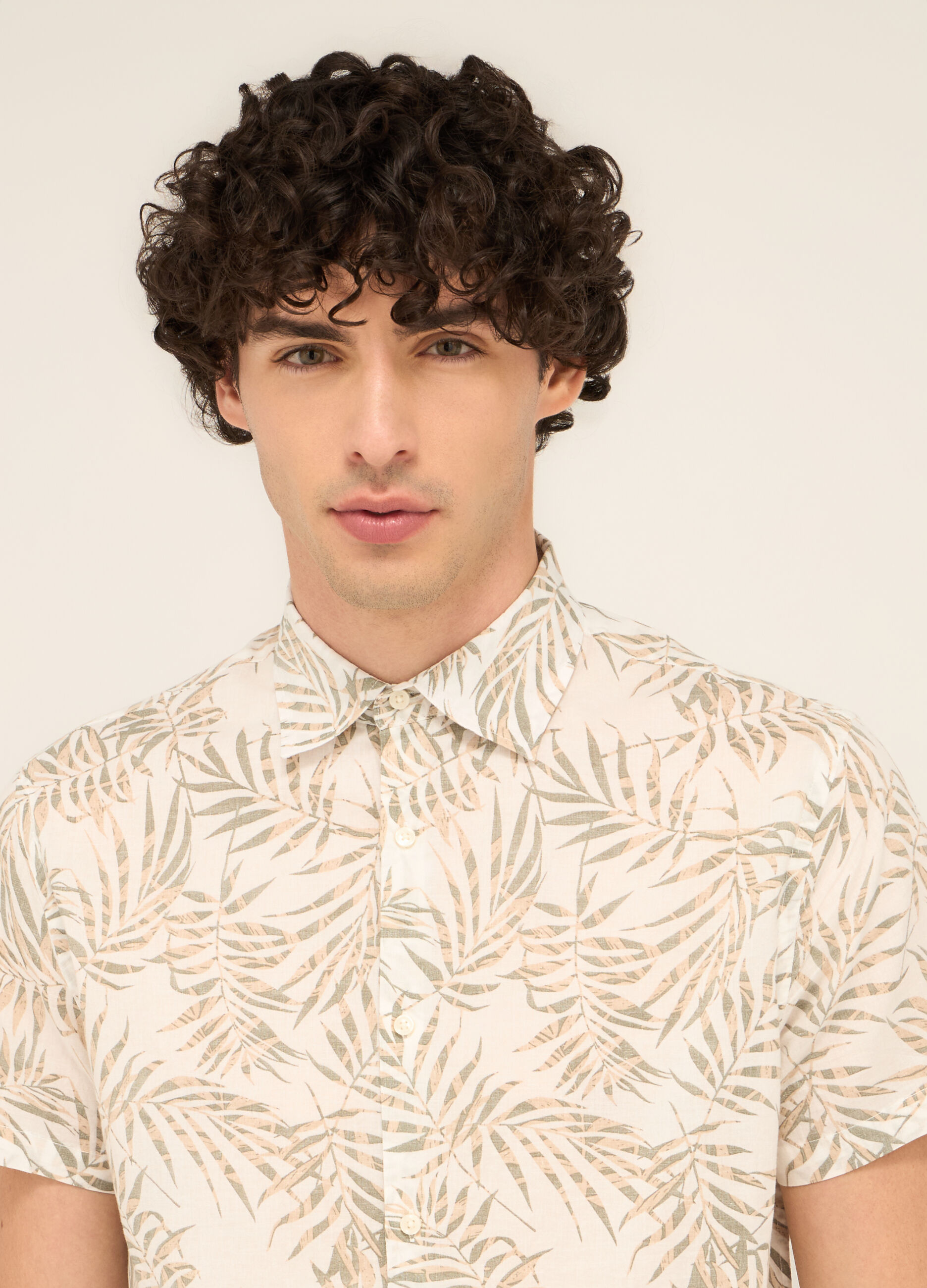 Camicia a maniche corte in cotone con stampa uomo_2