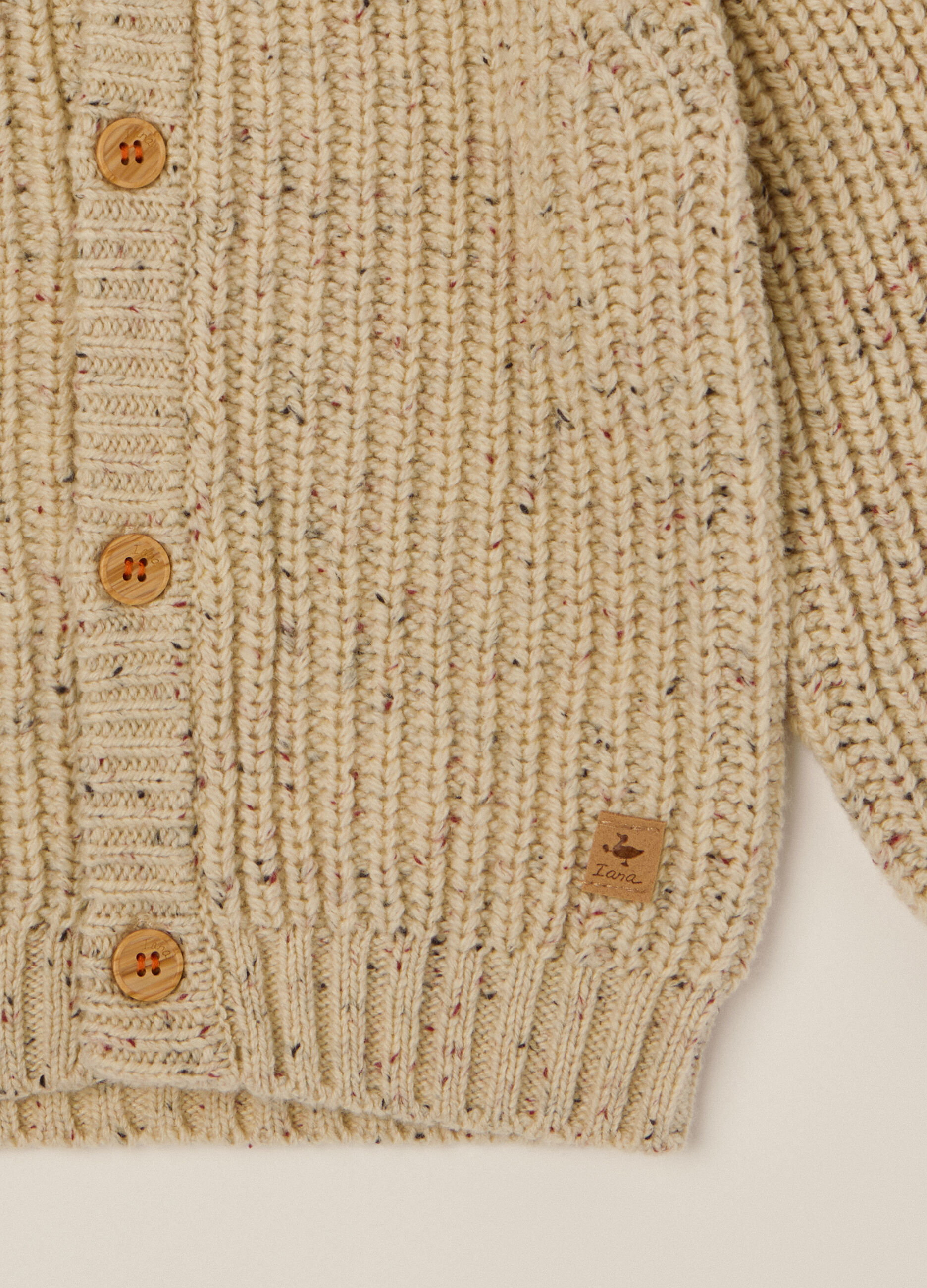 Cardigan beige per neonato in cotone e lana_2