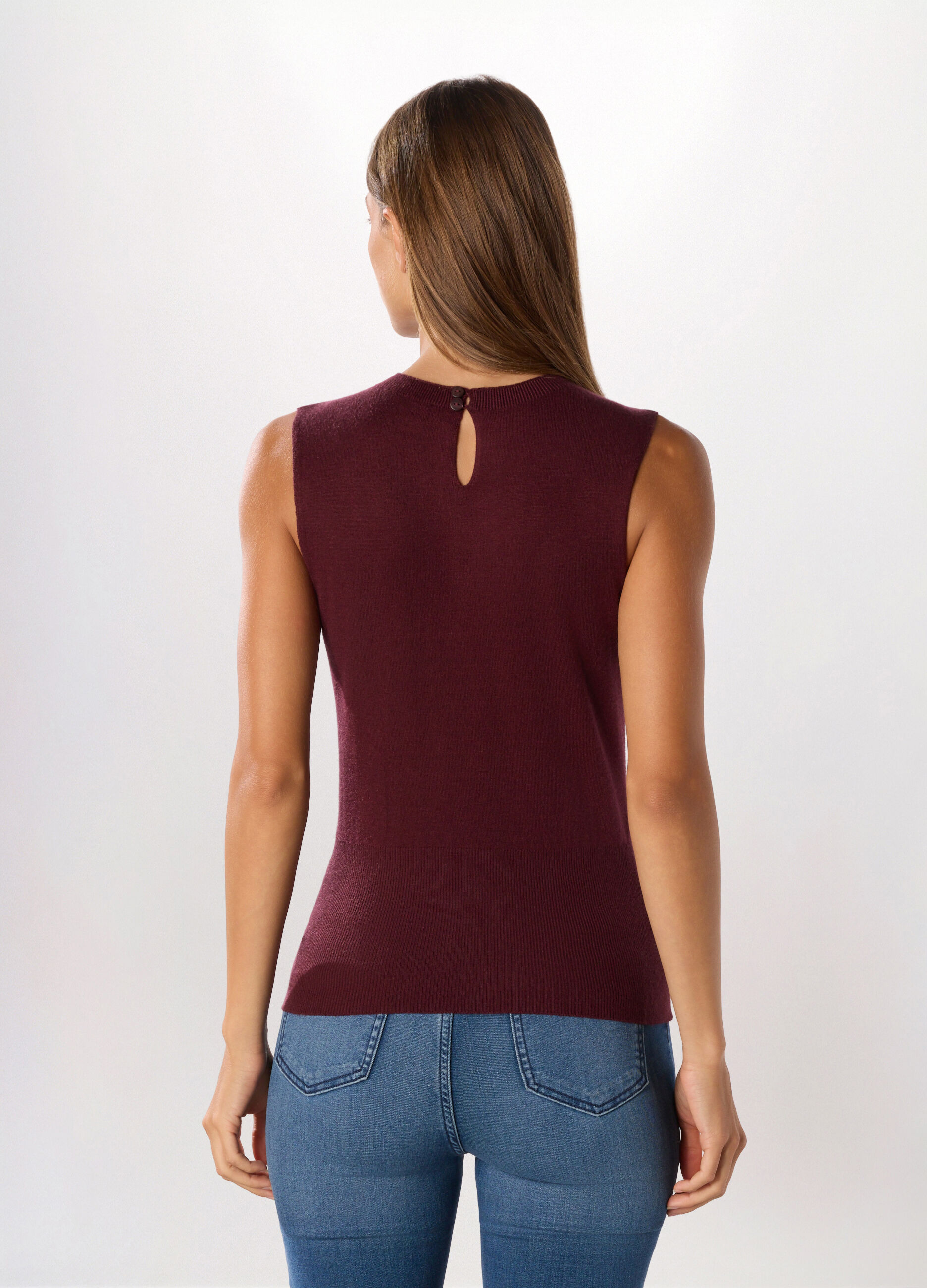 Tricot smanicato misto viscosa donna_1