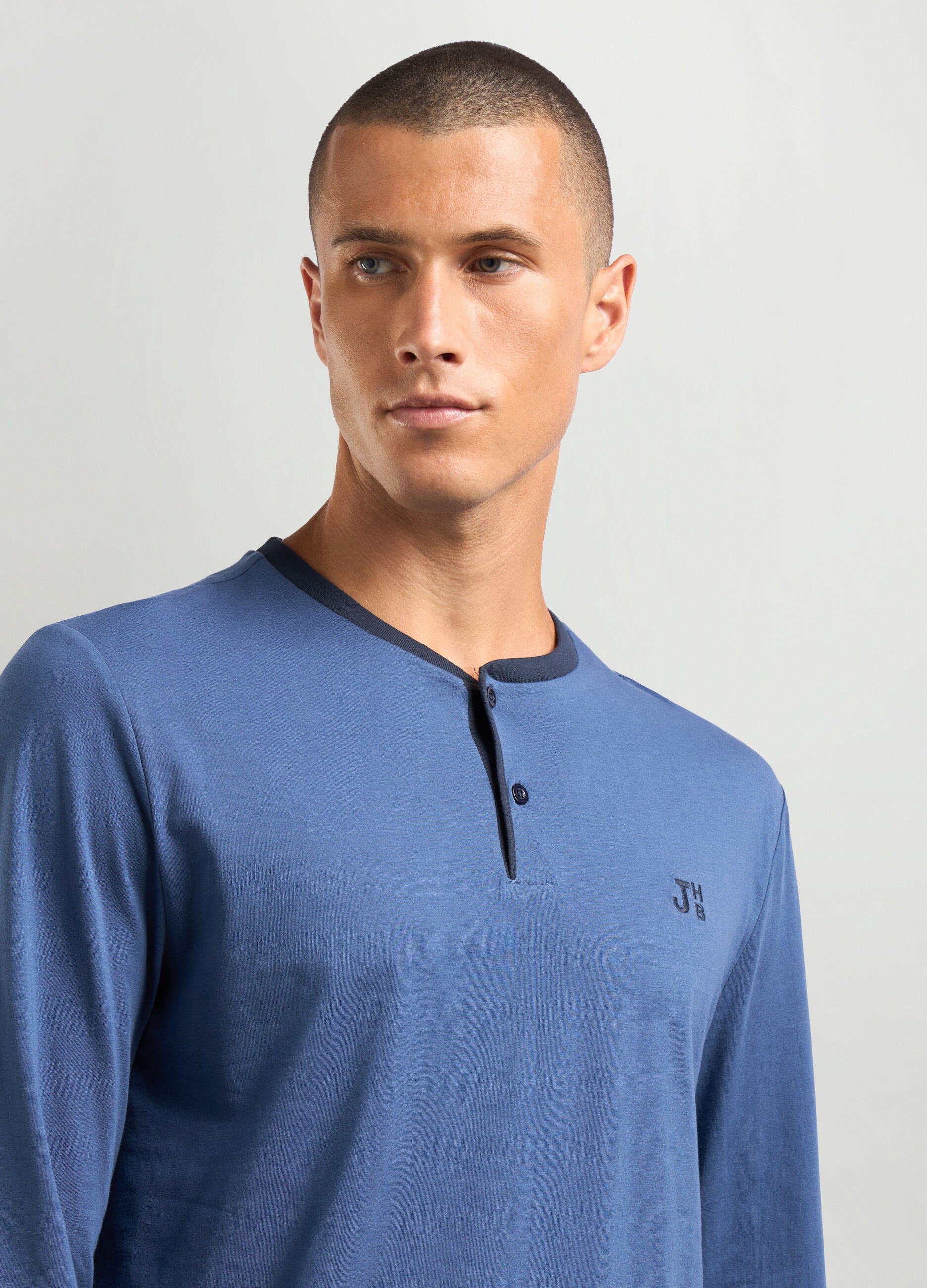 Set pigiama lungo in puro cotone uomo_2