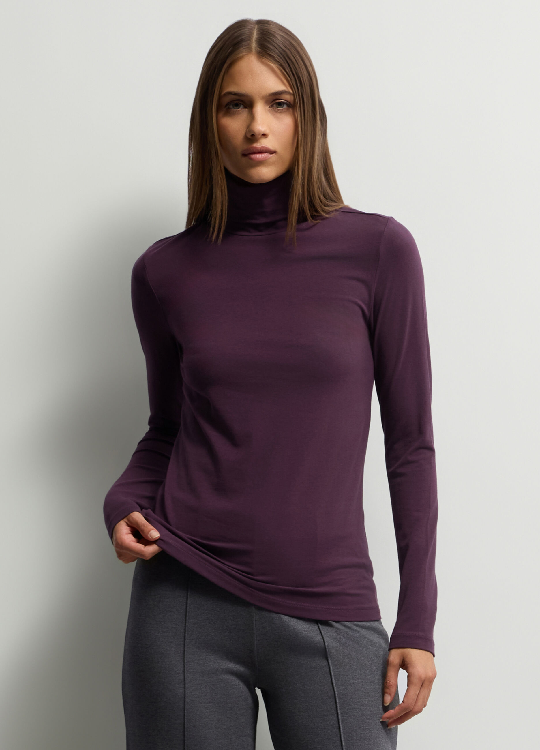 Lupetto a collo alto stretch donna_0