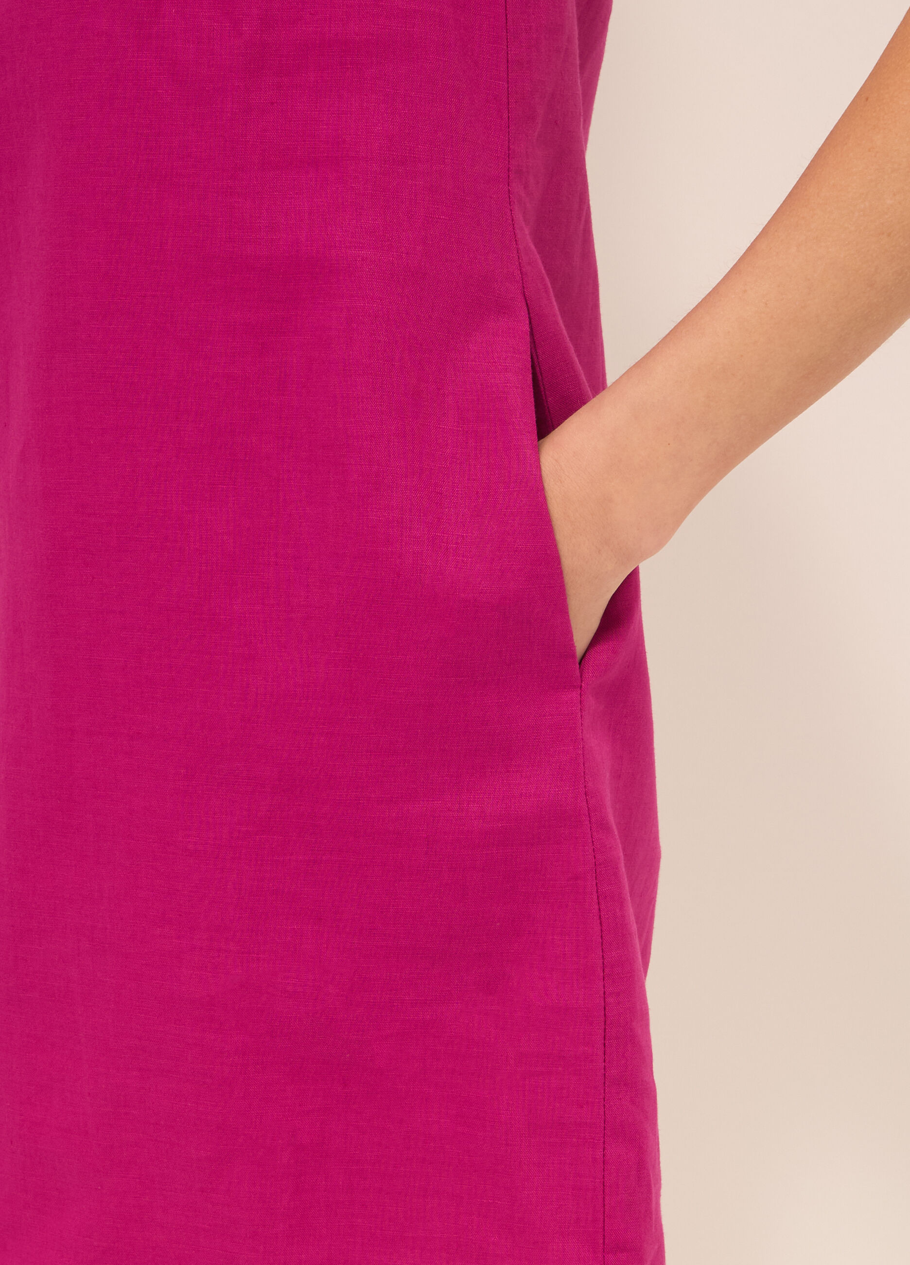 Abito corto misto lino donna_2
