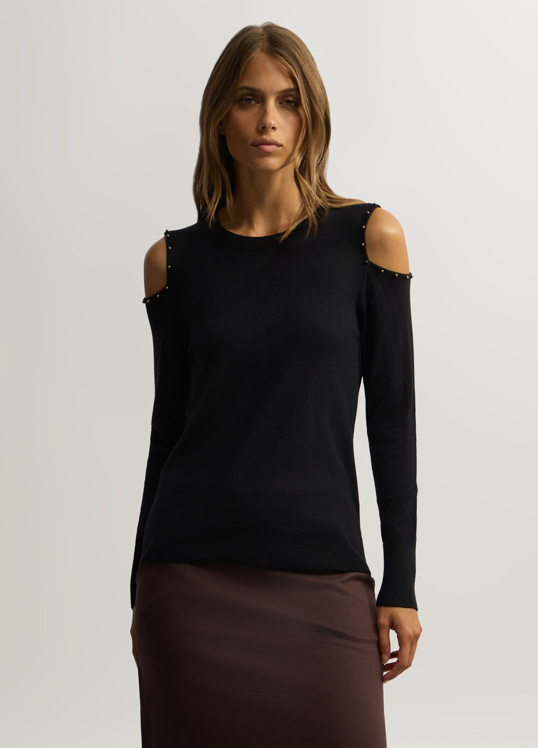 Pullover girocollo con cut out donna_0