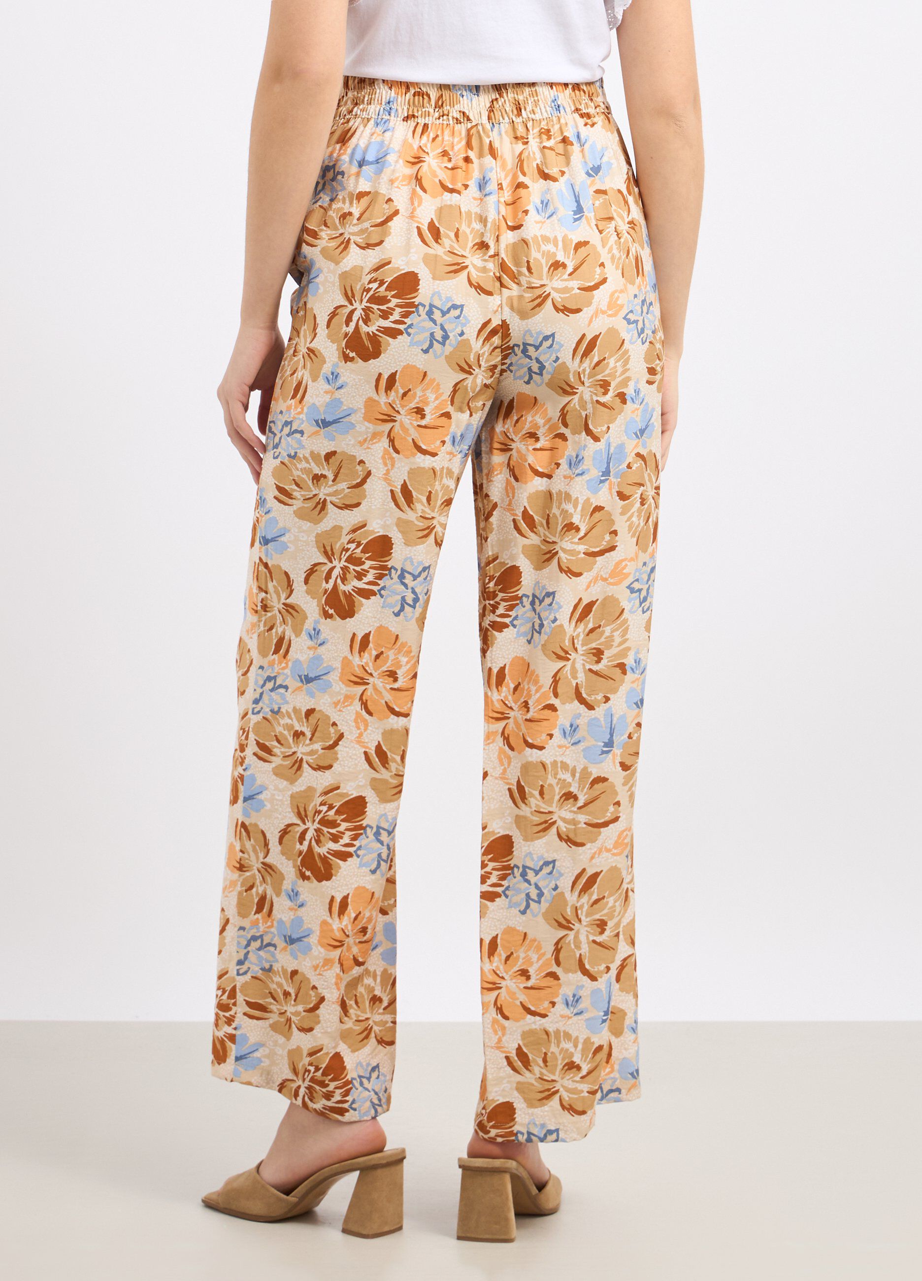 Pantaloni palazzo in misto viscosa con stampa donna_1