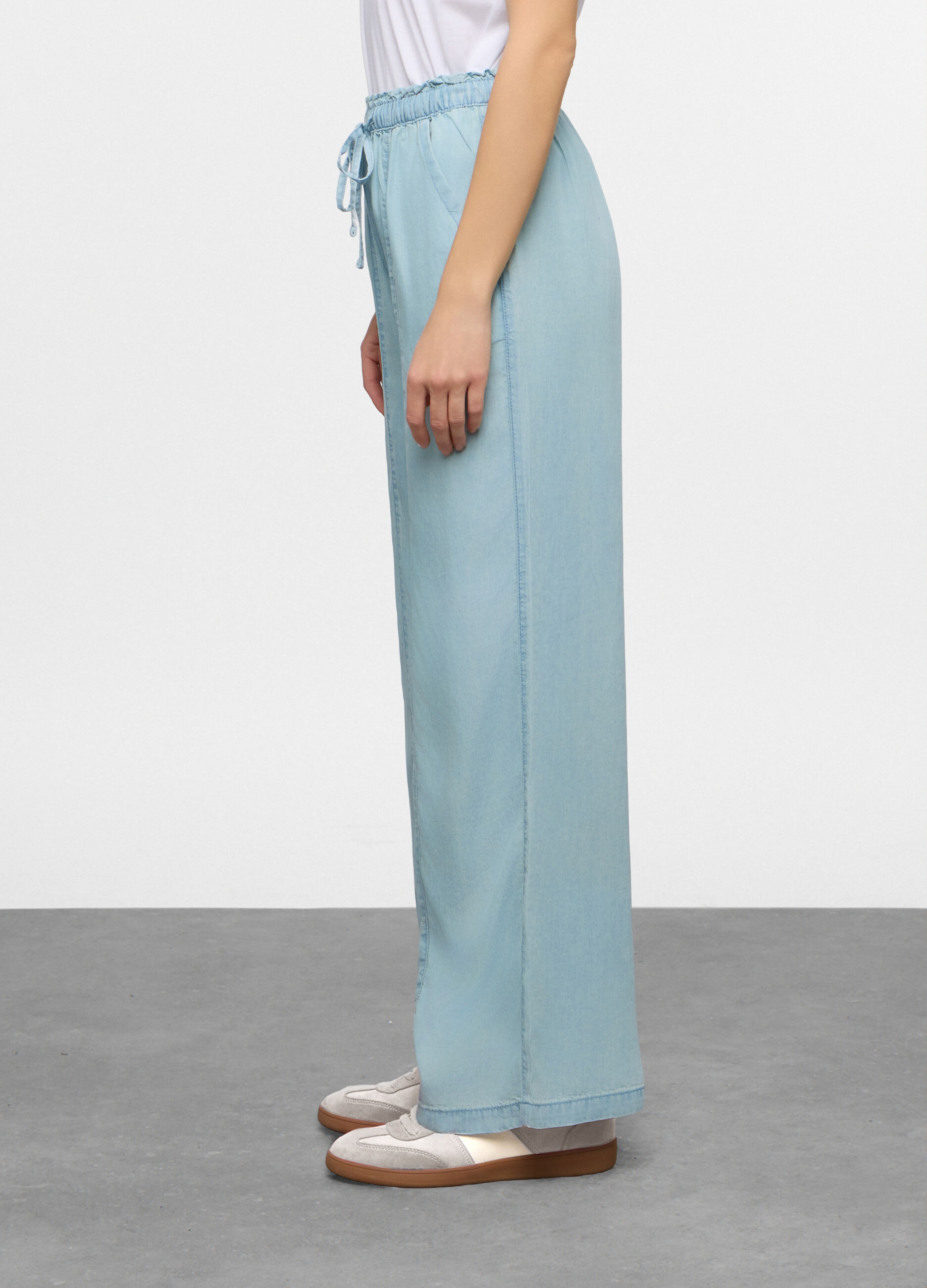 Jogger fit straight in Lyocell con vita elasticata donna_1