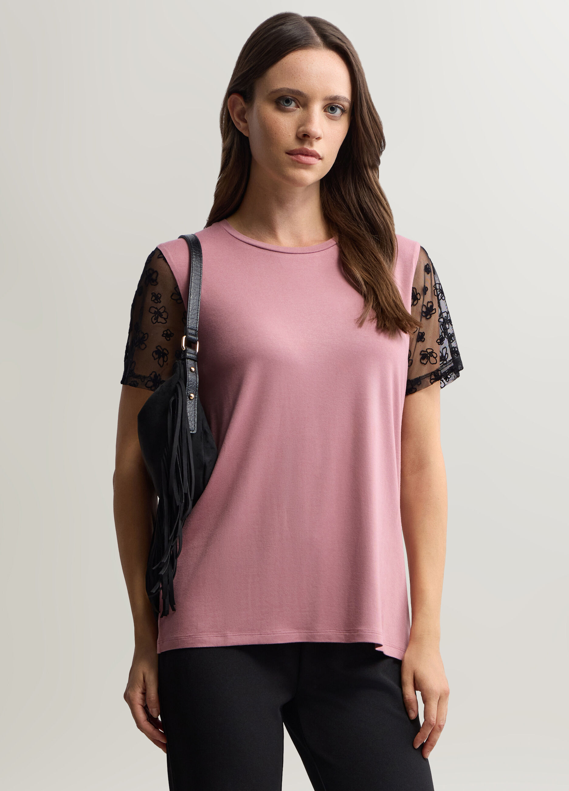 T-shirt girocollo stretch donna_0