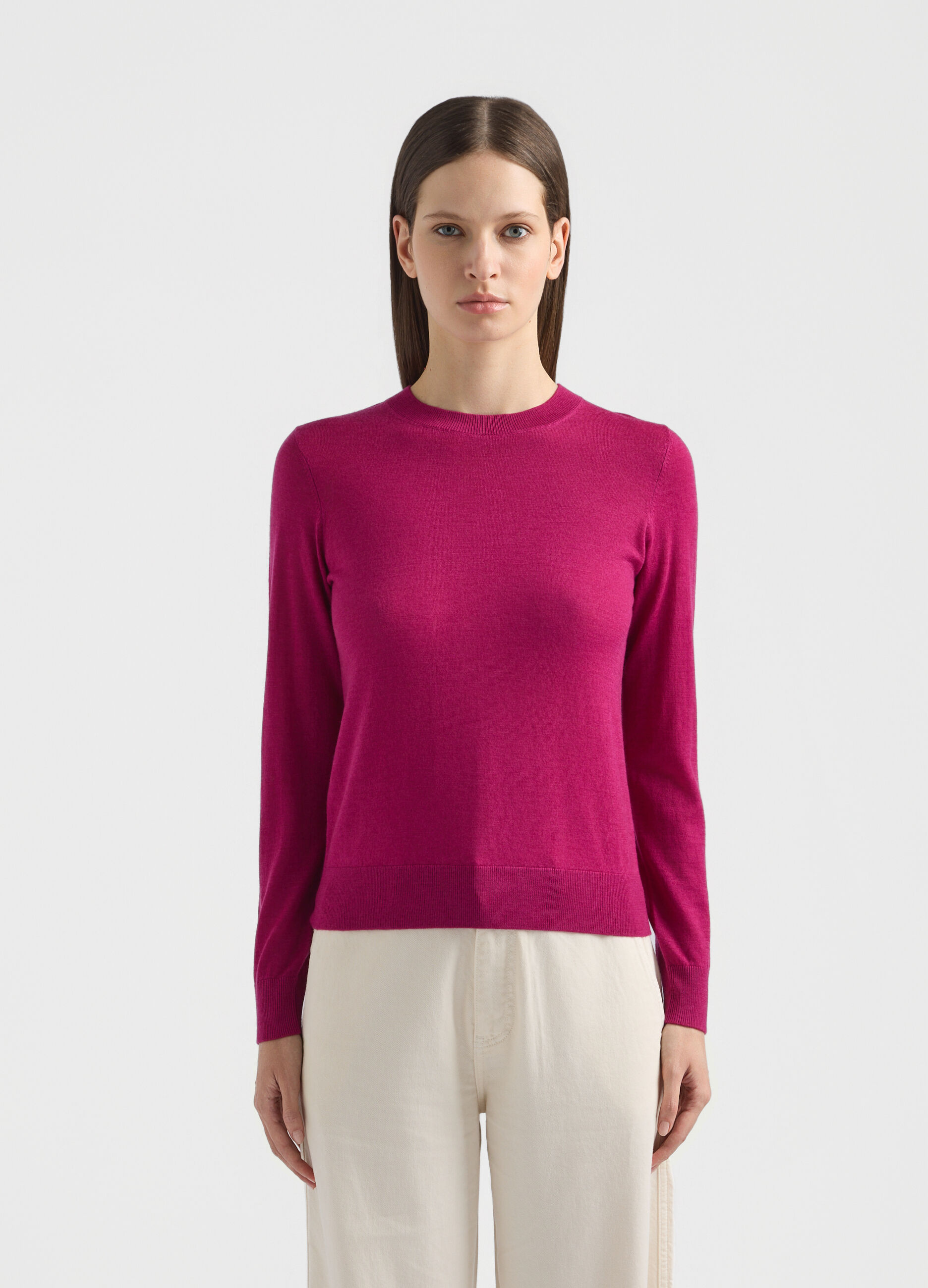 Maglia girocollo rasata donna_1