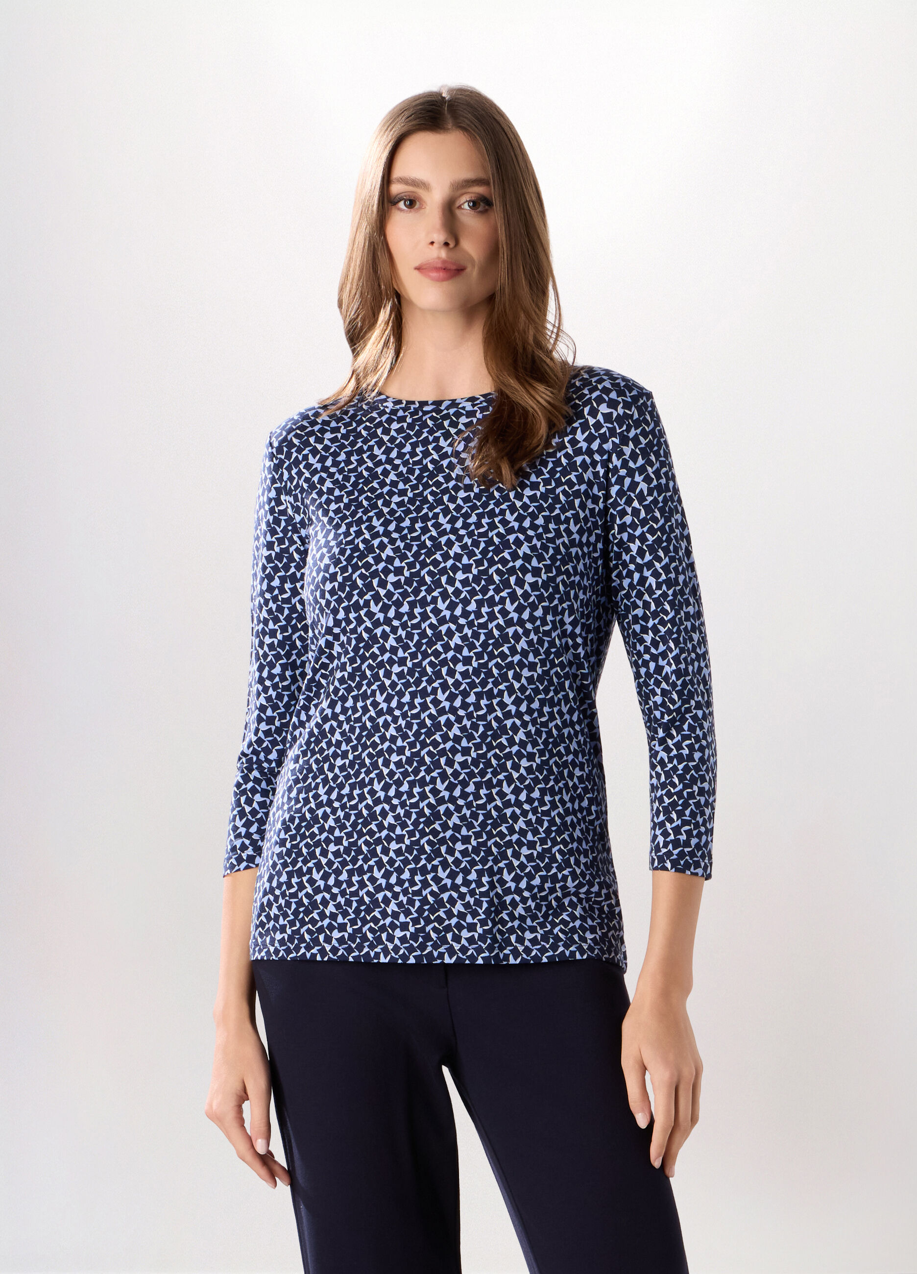 T-shirt in jersey di viscosa stretch donna _0
