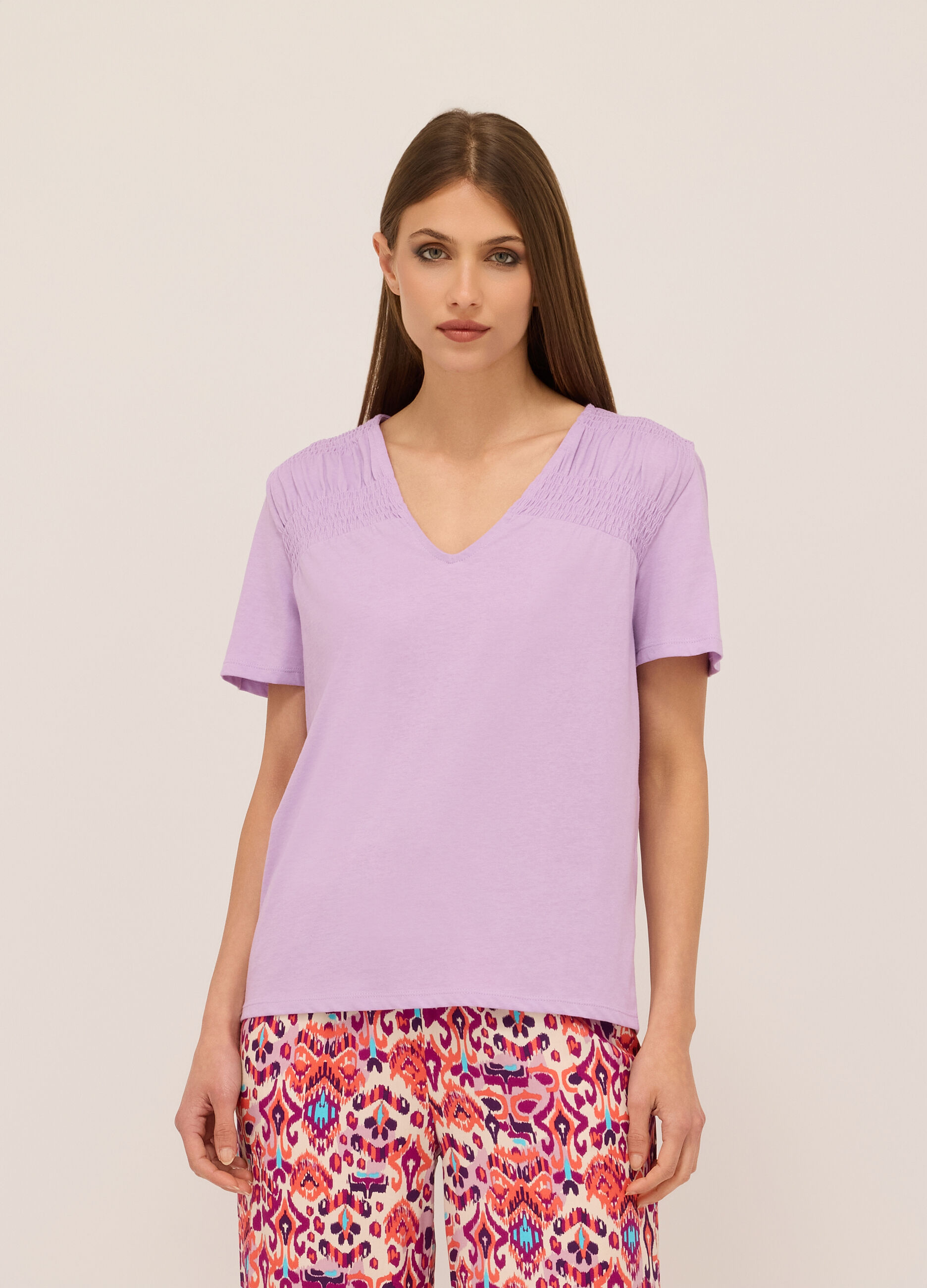T-shirt in jersey di puro cotone donna_0