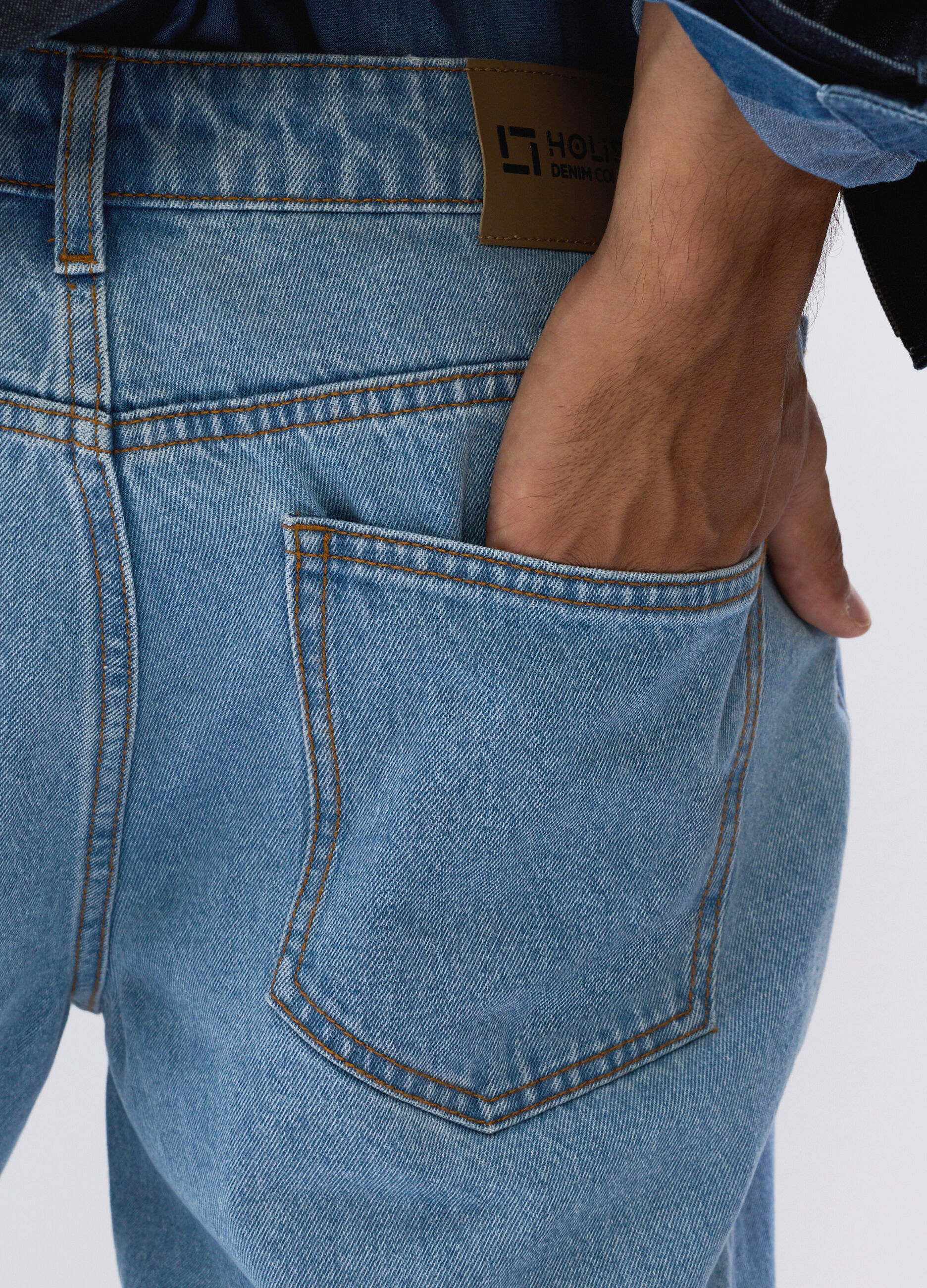 Jeans slim fit in denim di cotone uomo_3