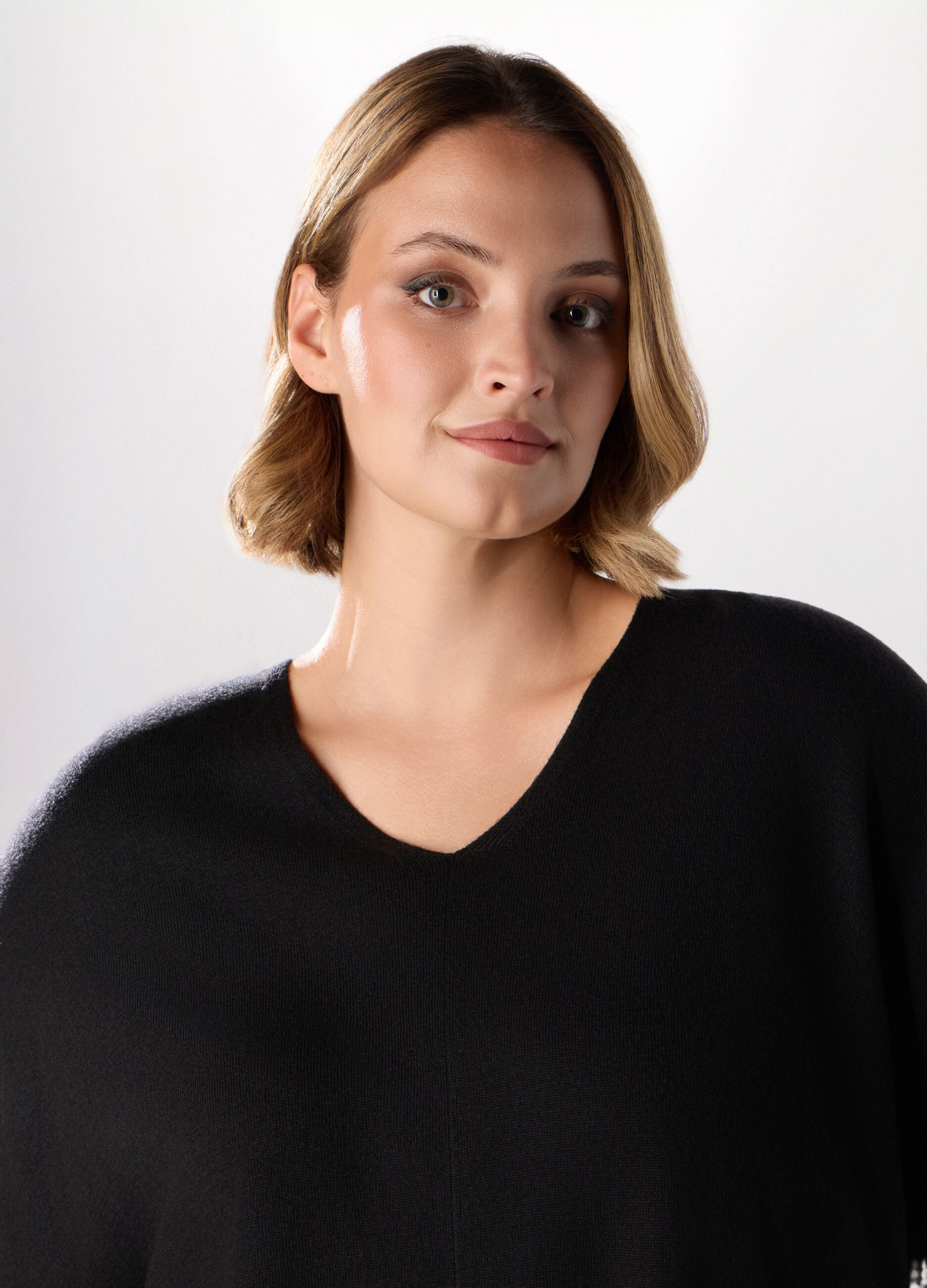 Maglia poncho in misto lana donna curvy_2