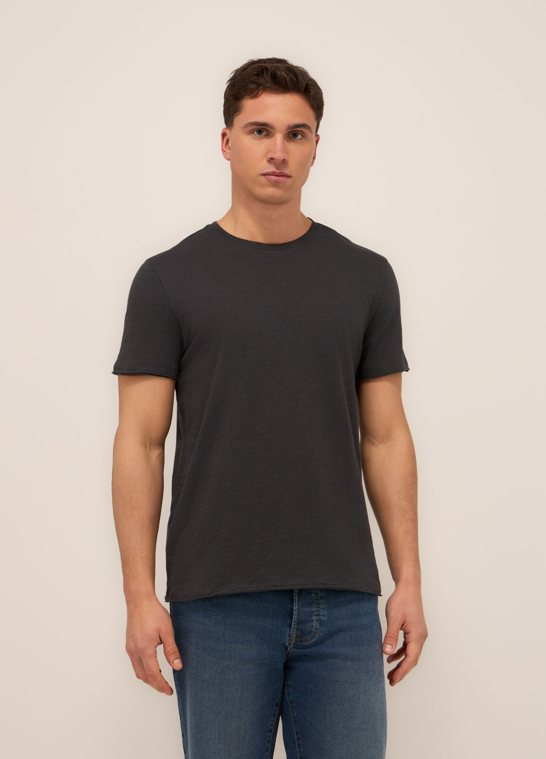 T-shirt in jersey di cotone mélange uomo_0