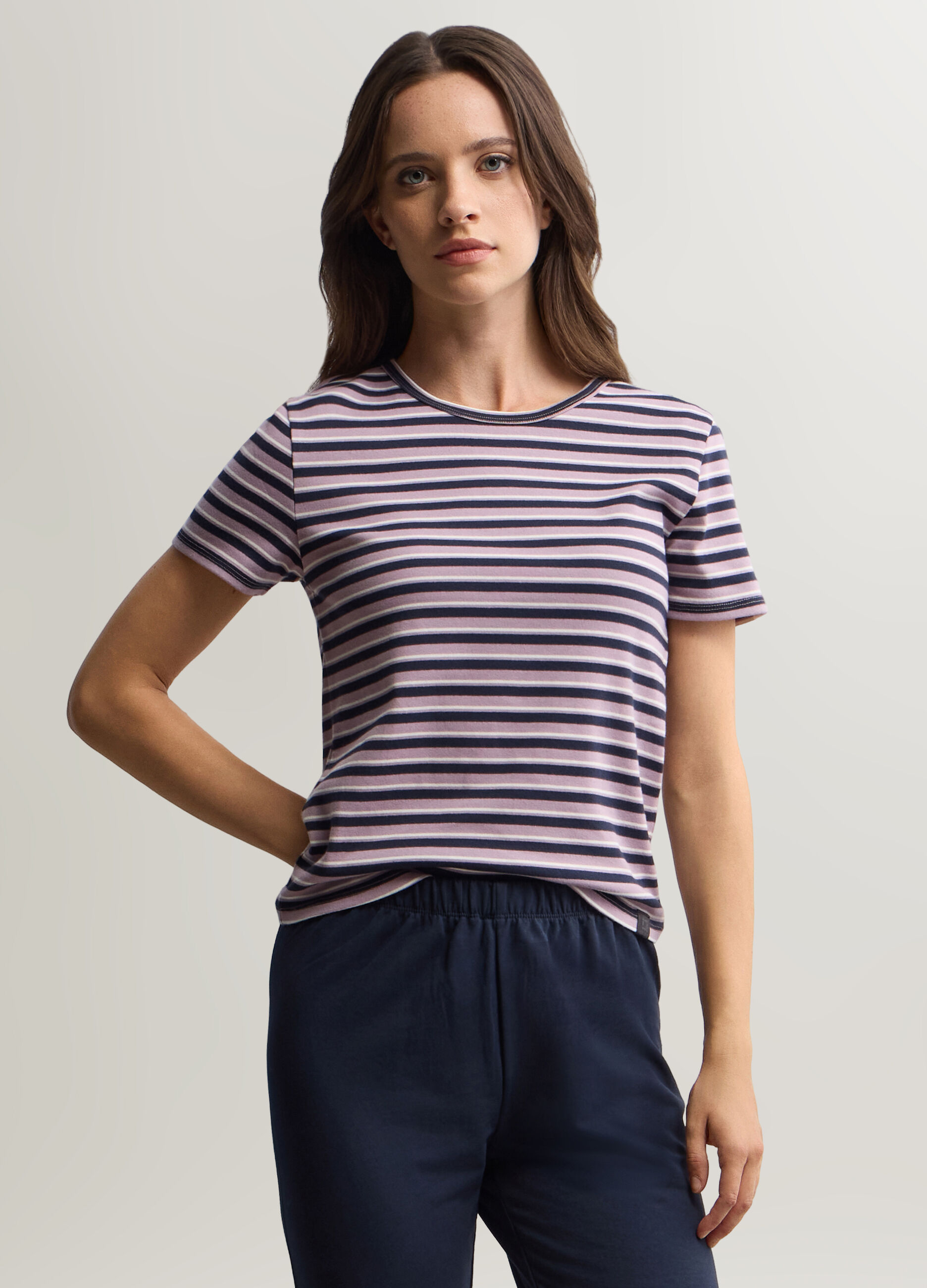 T-shirt girocollo stretch donna_0