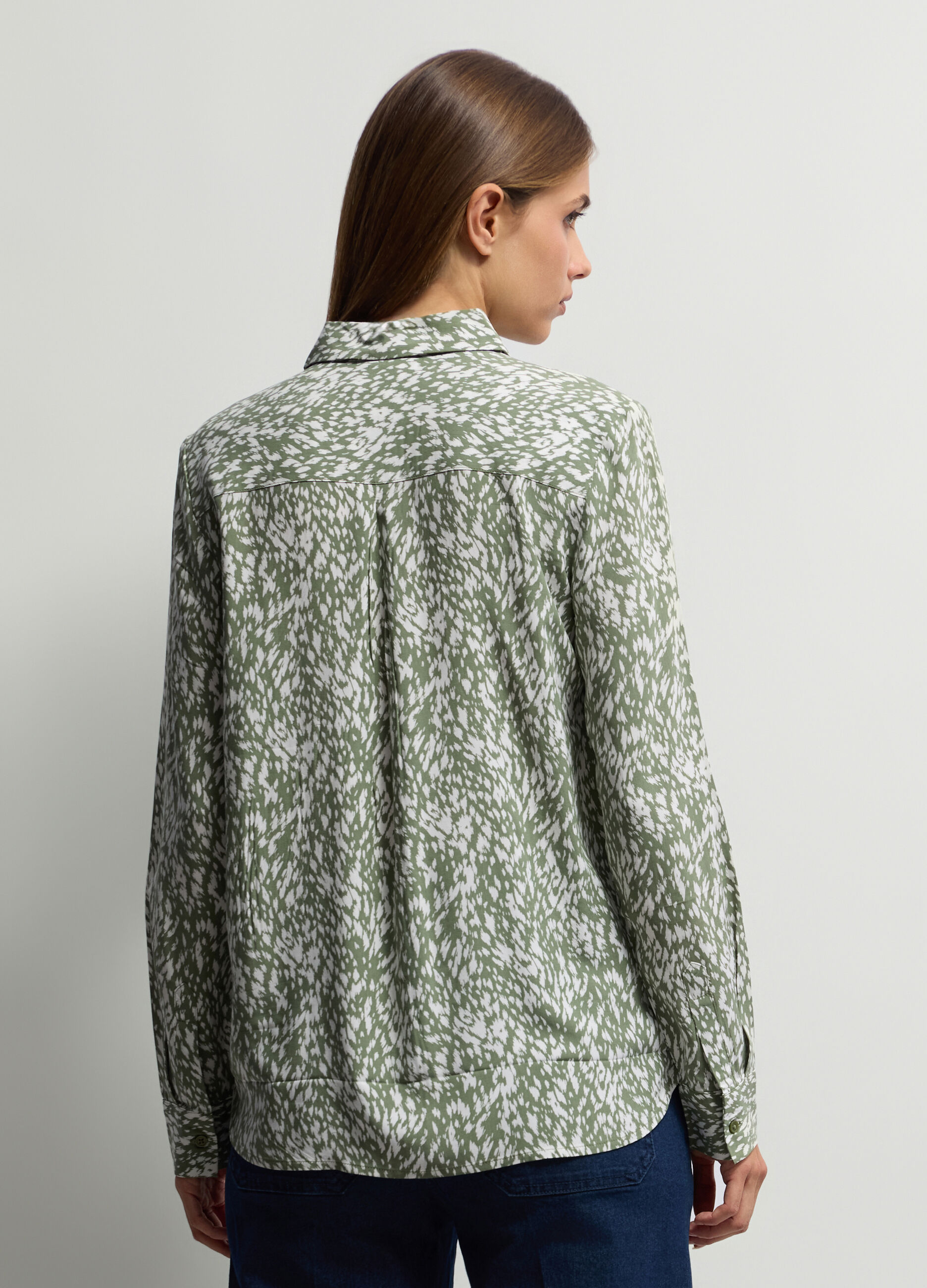 Camicia Fit Regular con colletto alla francese in pura viscosa donna_1