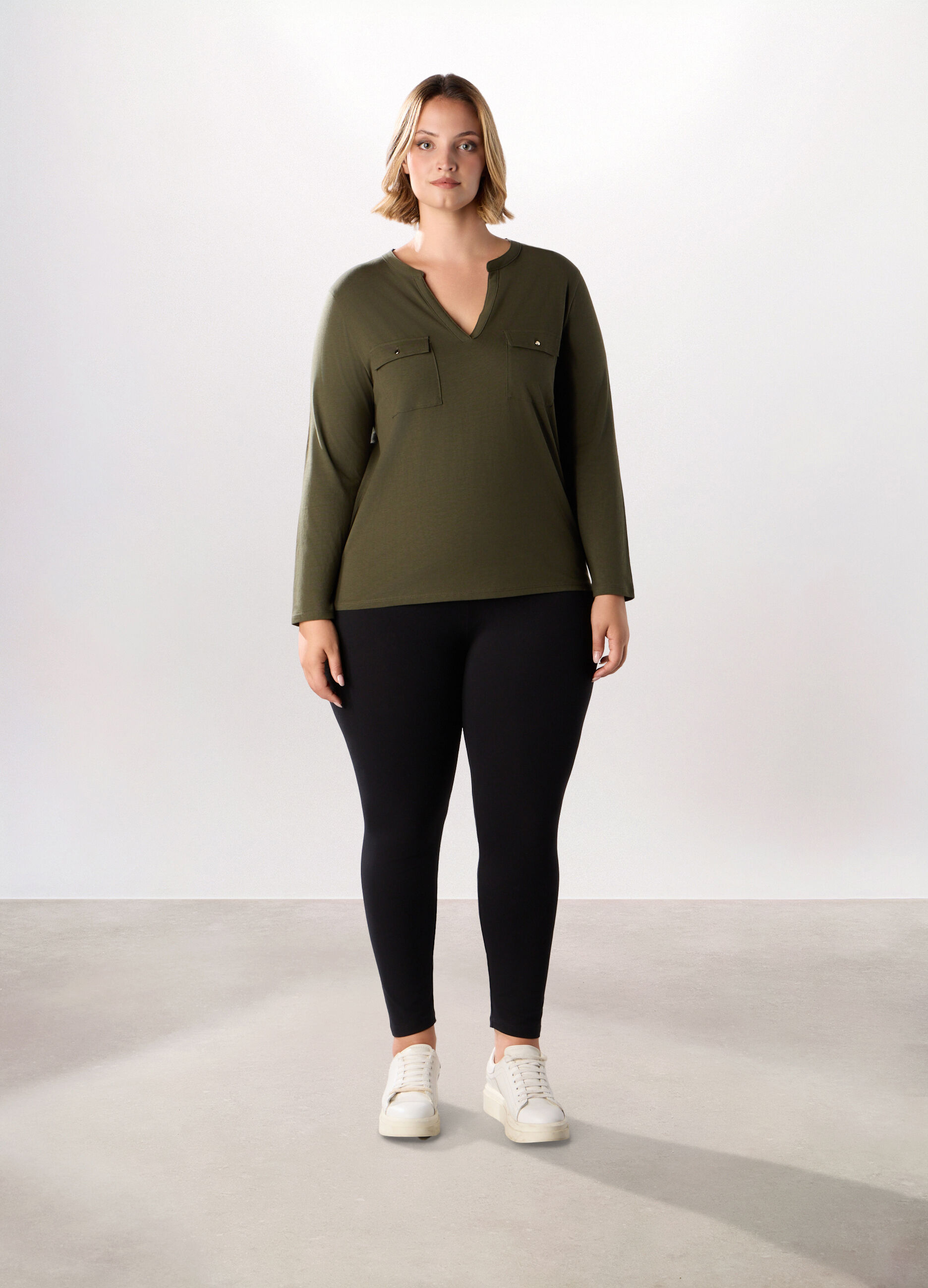 Leggings in jersey di cotone stretch donna curvy_0