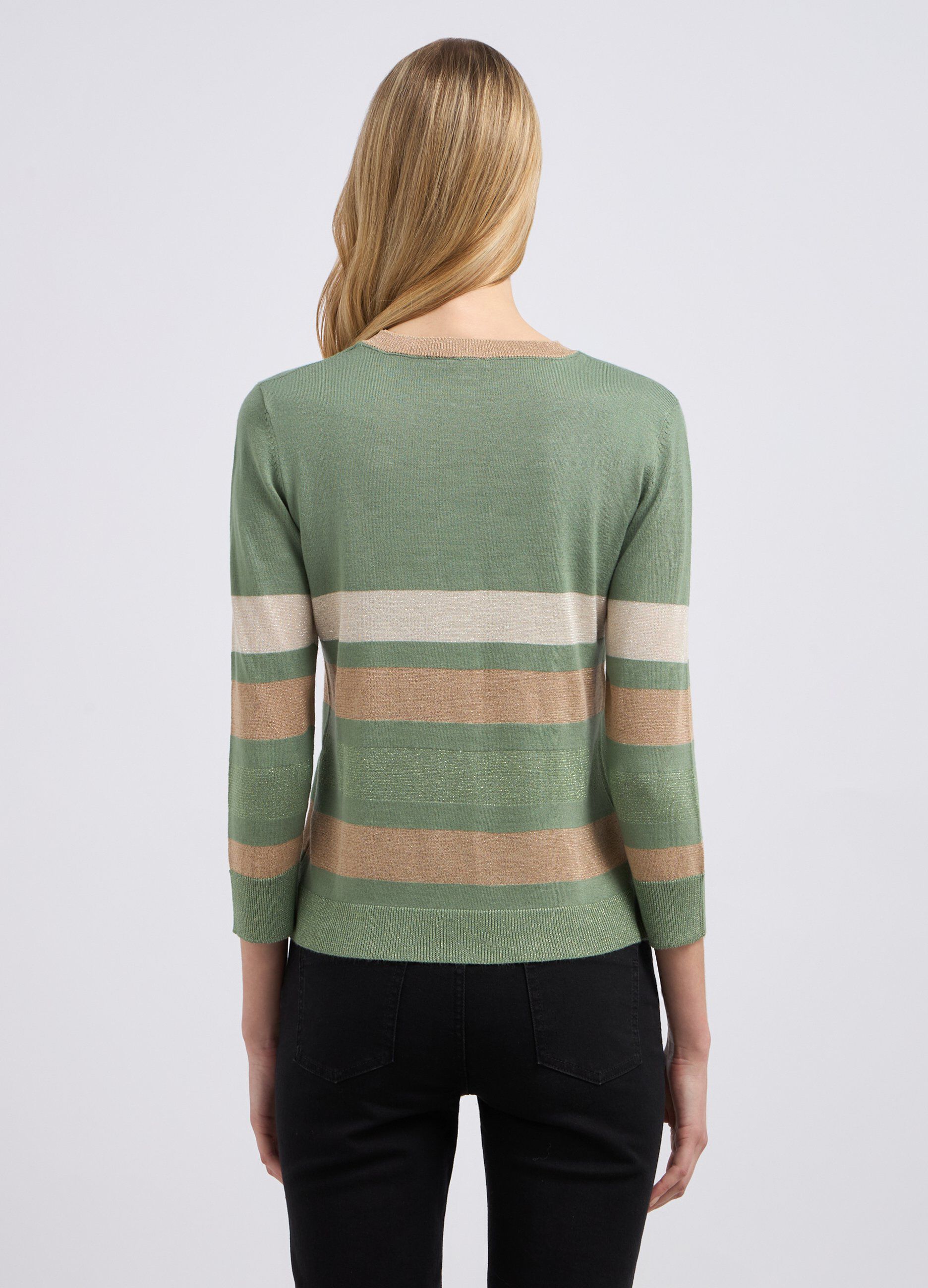Cardigan tricot in misto viscosa e filo lurex donna_1