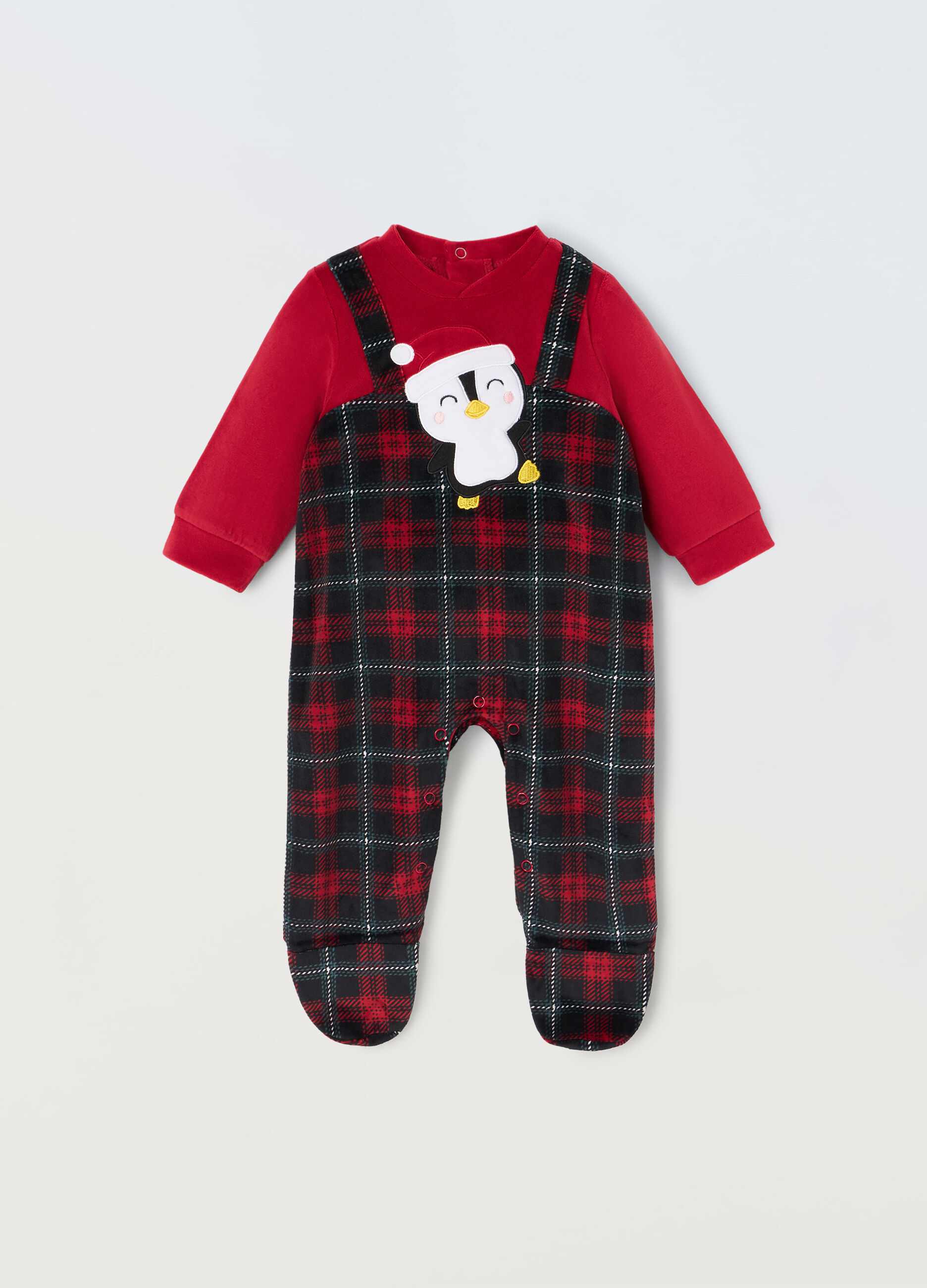 Tutina velour con finta salopette neonato_0