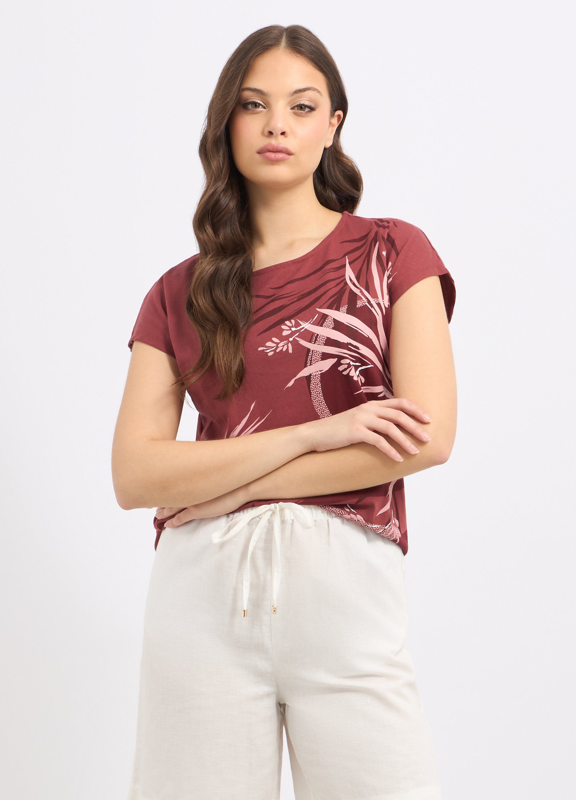 T-shirt in puro cotone con stampa donna_0